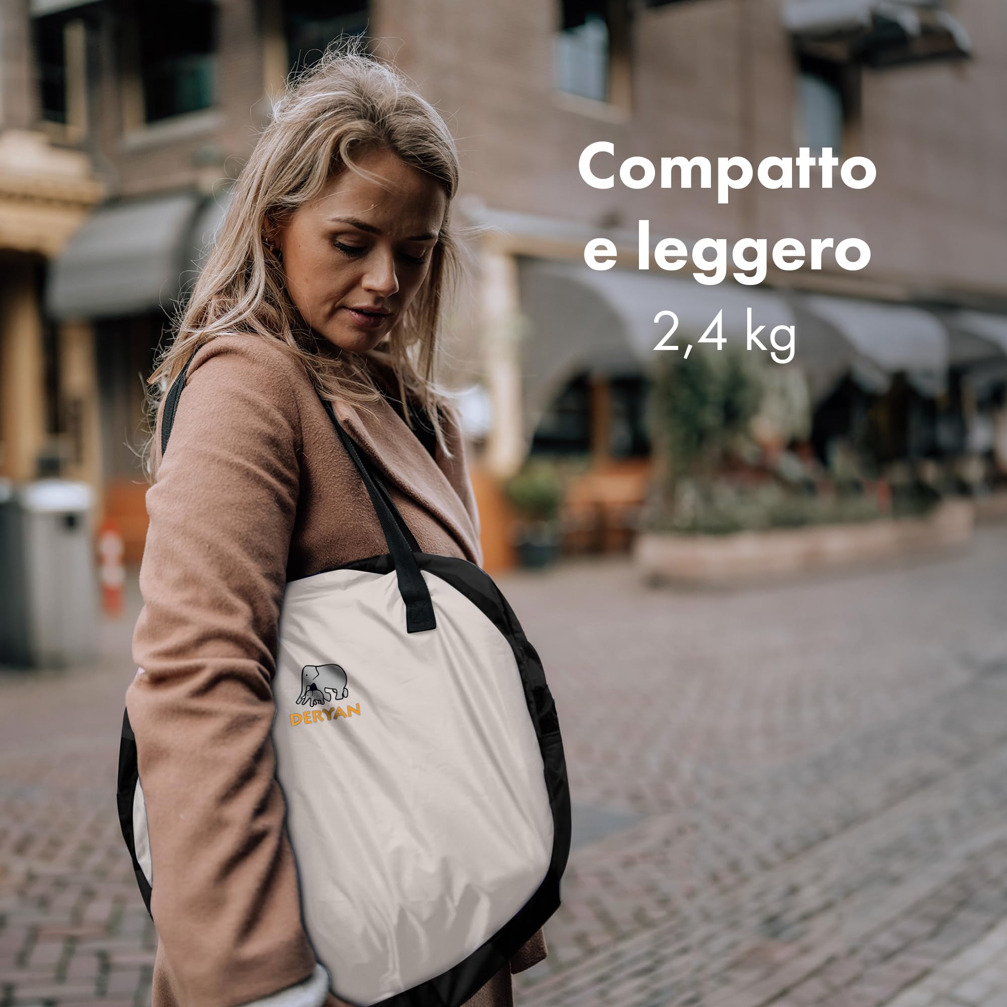 Deryan Lettino neonato da viaggio pieghevole con materasso, 0-4.5 anni, Lettino da campeggio, Le pareti realizzate in rete, Letto Pieghevole 135x90cm, Borsa da Trasporto, Protezione Insetti, Crema