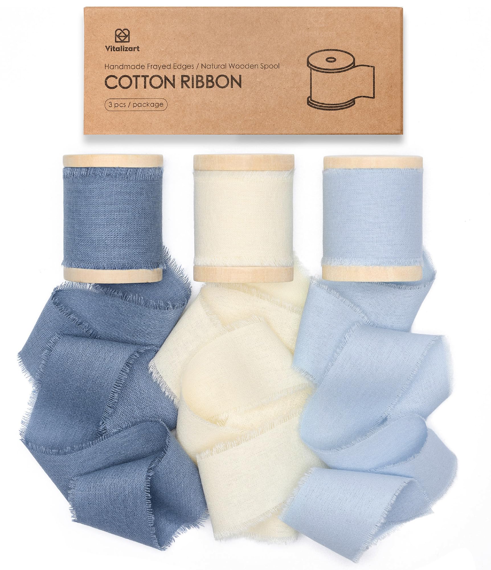 Vitalizart 100% Cotton Ribbon 1-1/2" x 15Yd Blue & White