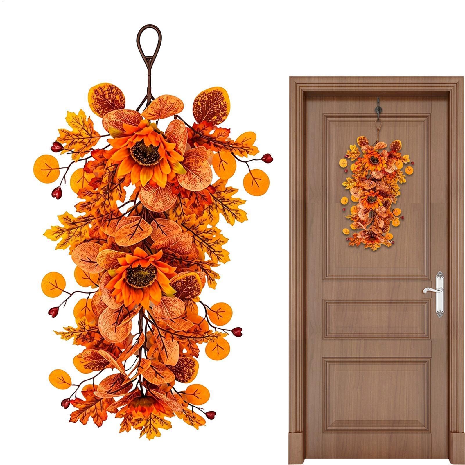 Fall Door Swag Autumn Porch Ornament Teardrop Wreaths