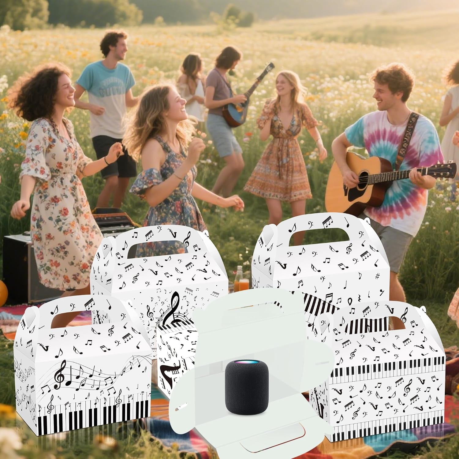 24Pcs Musical Notes Party Treat Boxes Music Themed Birthday Party Goodie Boxes Candy Favor Boxes for Music Parties Decoration Supplies