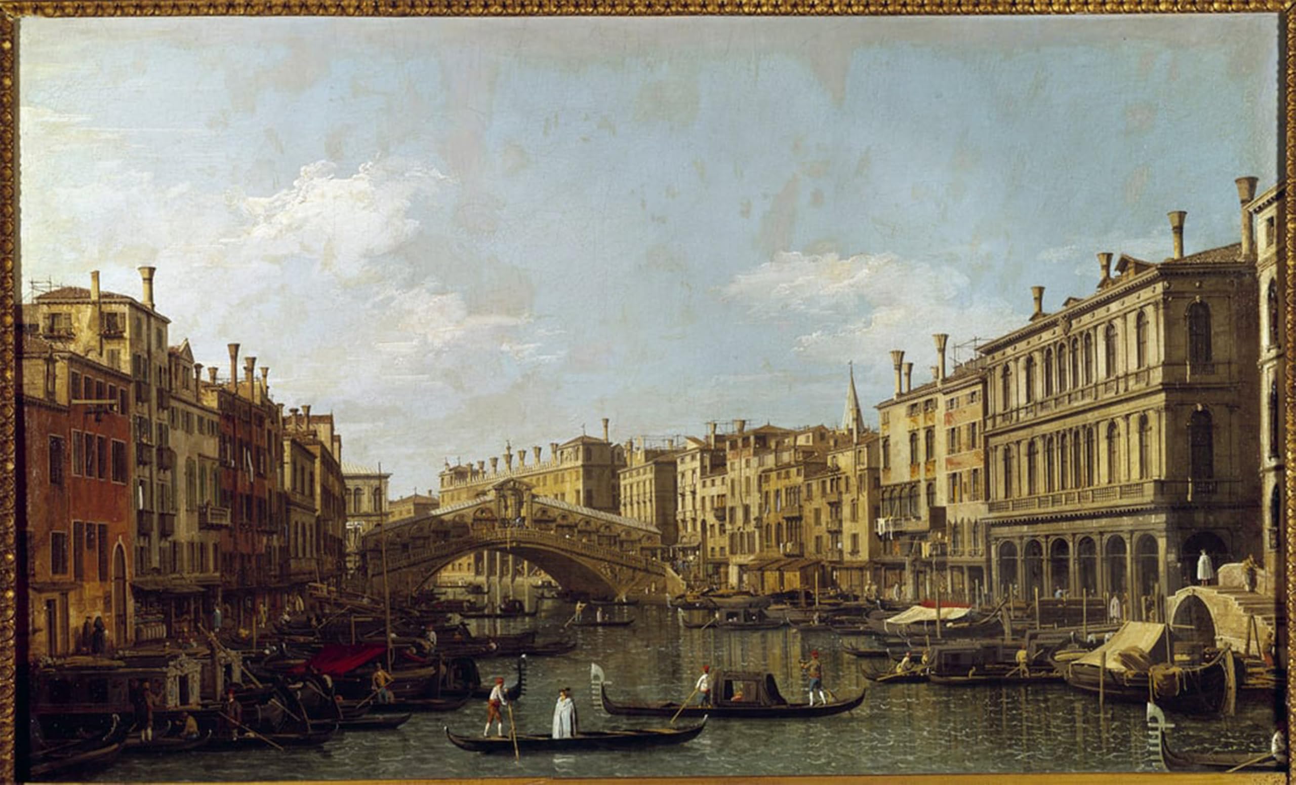 HRJUBWREE Retro Picture Art Painting Wall Poster the Great Canal and Bridge Rialto by Canaletto Vintage Art Print for Home Decor 60x90cm