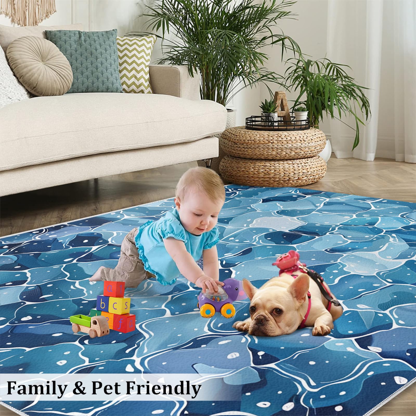 その他 FEELS GOOD STORE Save the Water Rug Amazon.com: Aqua Blue Rugs 3x5 Area Rug, Water Texture Washable
