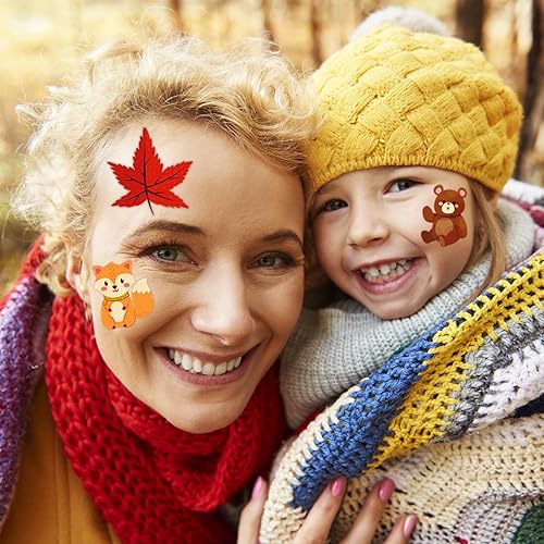 Miniatura 2 de 240 tatuajes temporales de otoño para niños, Acción de Gracias, impermeables, tatuajes de seguridad, la mejor opción para rellenar bolsas de