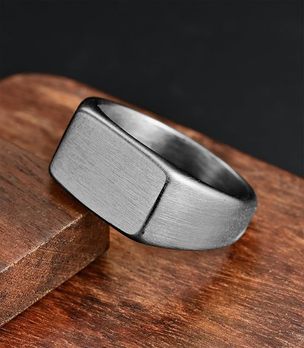 King Ring 10mm Seal Ring – Sand Surface Stainless Steel Band for Men – Silver 9 by King Ring - Used condition - Image 3