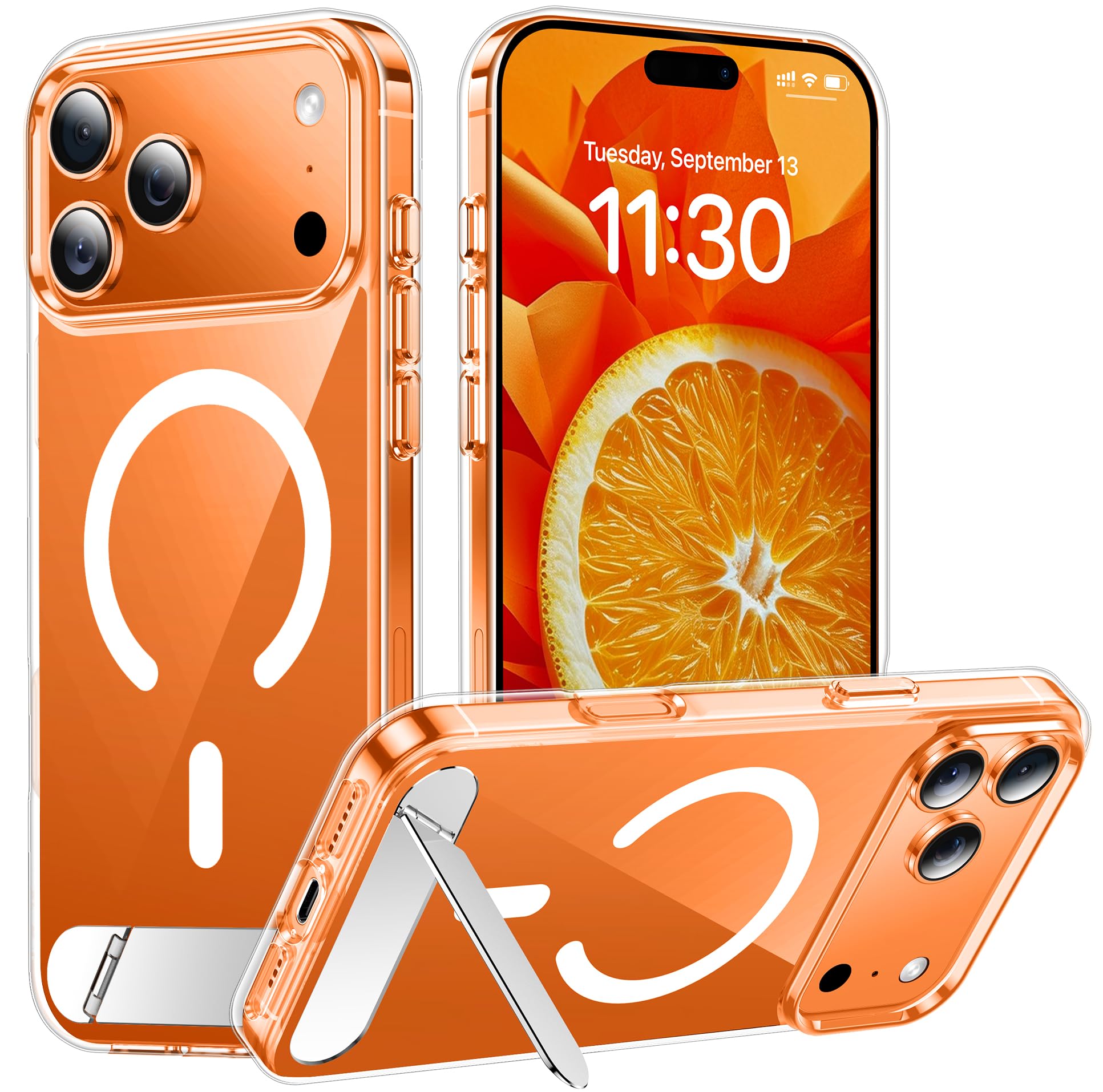 Temdan Designed for iPhone 18 Pro Max Case/17 Pro Max Case, [Built-in Invisible Kickstand][Compatible with MagSafe][Military Grade Shockproof] Slim Thin Phone Case 6.9 inch (Clear)
