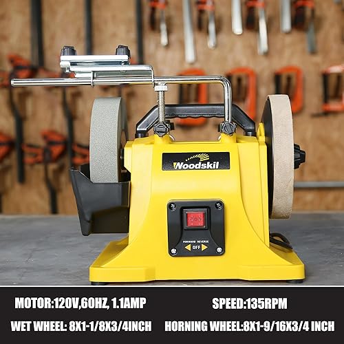 Vista 18 de Amoladora de banco de 8 pulgadas de 4.8 A, 3/4 HP, molinillo de mesa de 3600 rpm con dos máscaras protectoras para ojos y dos muelas abrasivas