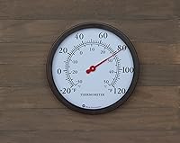 Vista 2 de Termómetro decorativo de pared, con recinto de acero de 12 pulgadas, para interior o exterior, 12 pulgadas, Bronce