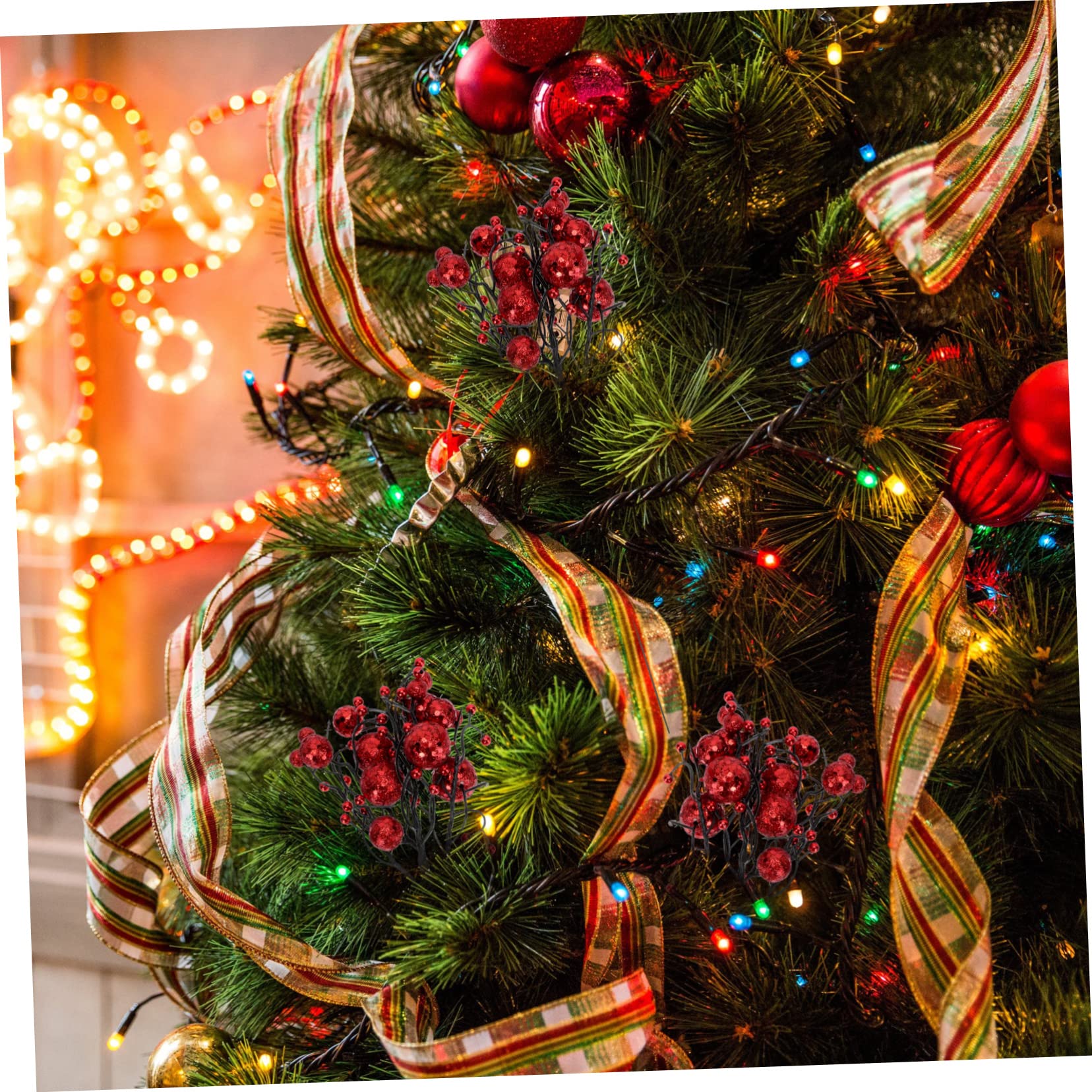 Abaodam 30piezas Ramas Artificiales De Rojas para Decoración Navideña De Accesorios para y Adornos De Árbol para Fiestas y Decoración De Hogar