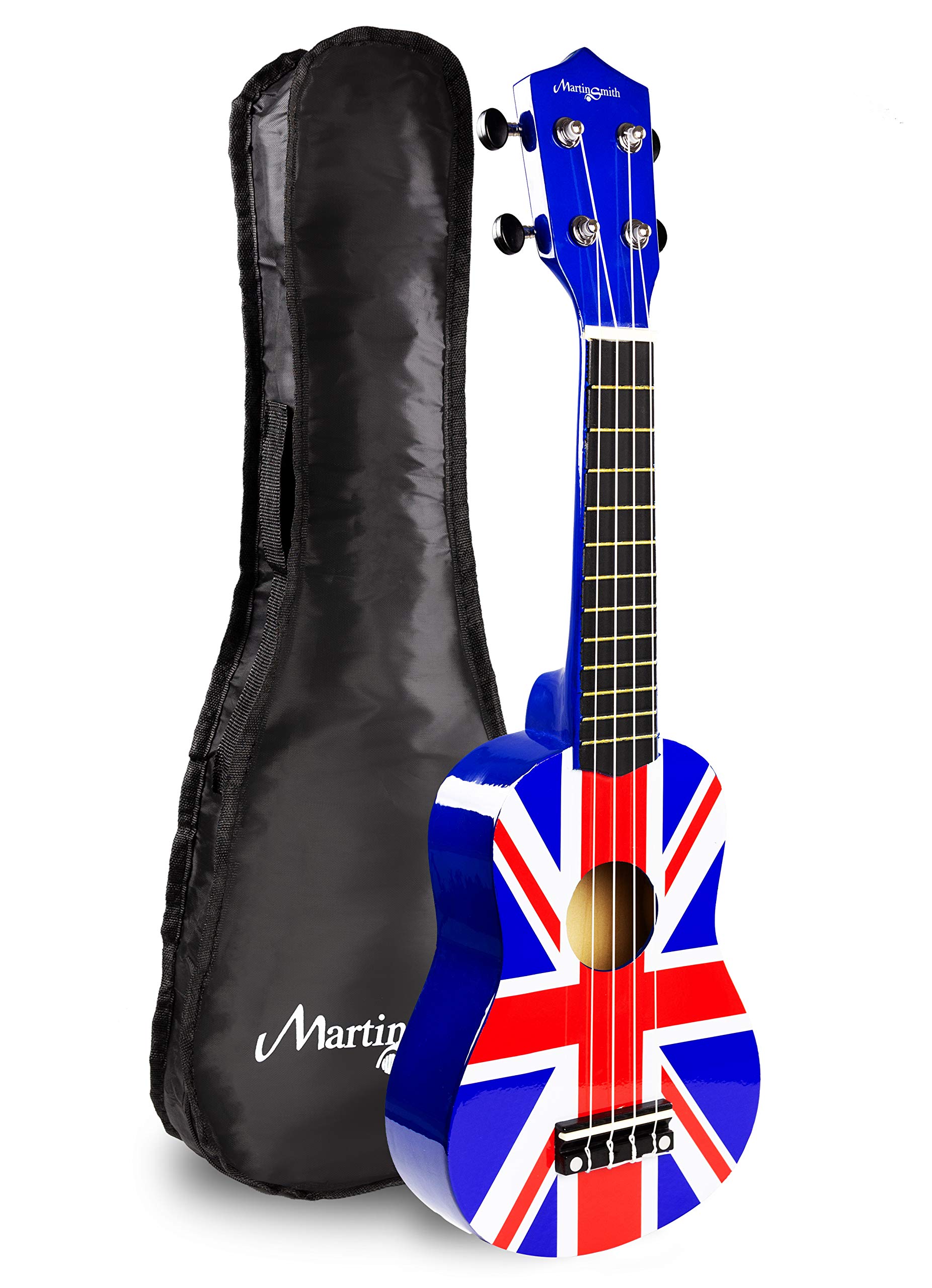 Martin Smith Ukulele sopranowe z torbą na ukulele i wzorem Union Jack