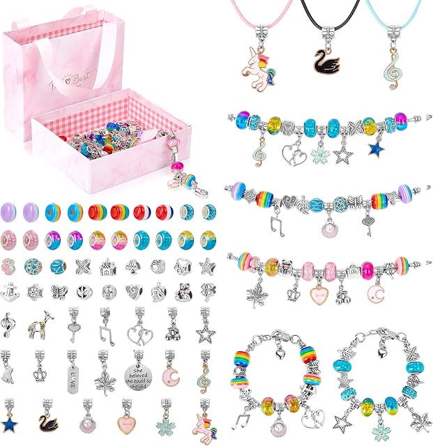 Heylor Jewellery Making Kit for Girls, Charm Bracelet Making Kit DIY Arts Crafts Set for Kids, Birthday Presents for Teenage Girls Gifts Age 7 8 9 10 11 12 13 14 Years Old