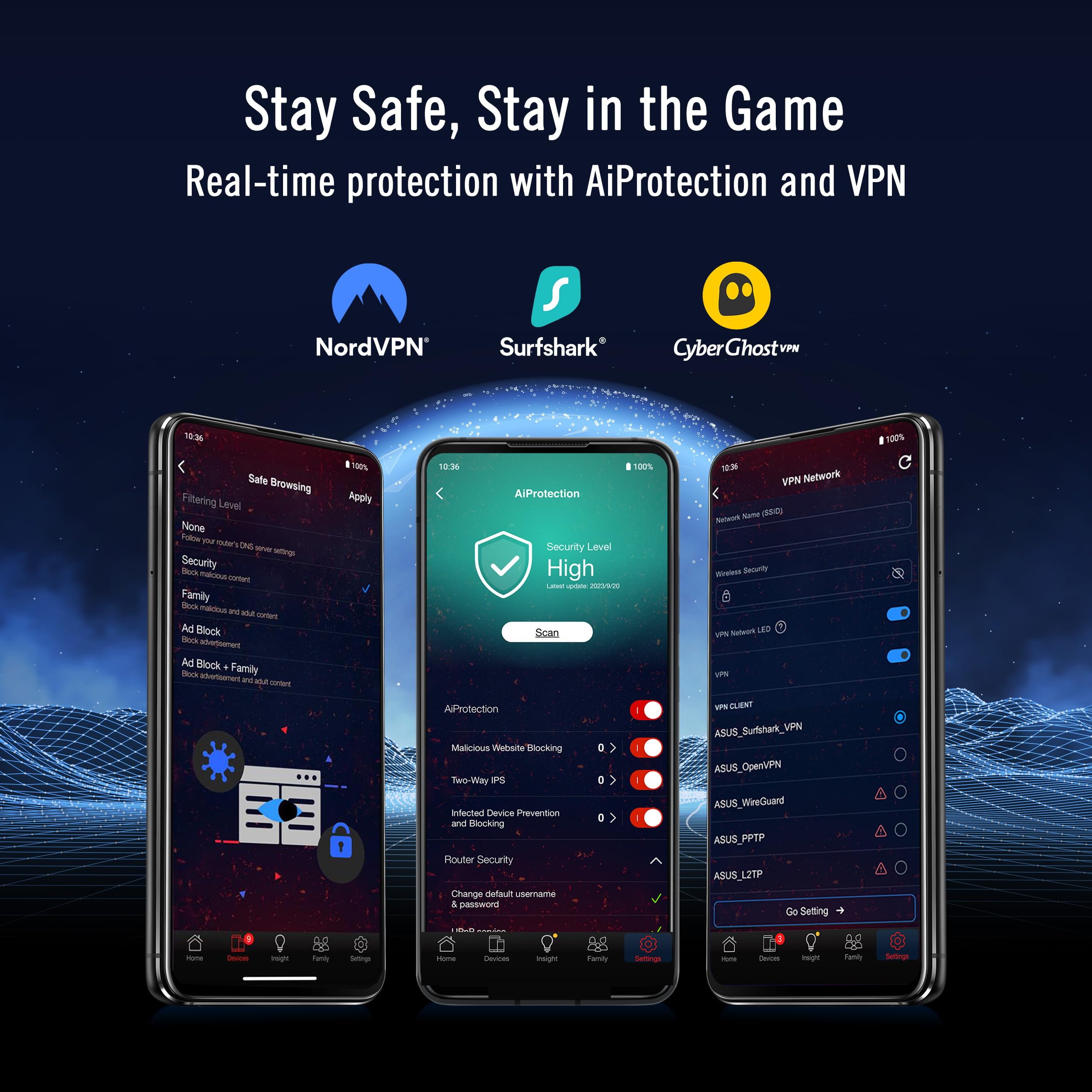 ASUS ROG GT-BE19000AI - Routeur Gaming Wi-FI 7 - Tri-Bande - débit de 19Gb/s - jusqu'à 200 appareils, Triple Niveau de sécurité, AiMesh, Deux Ports 10G, détection AI WAN, AI Game Boost