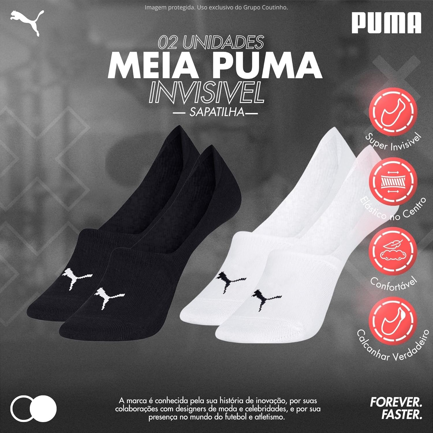 Kit 2 Pares Meia Puma Super Invisível Esportiva Masculino Adulto em promoção! Veja a oferta e mais achadinhos de Moda íntima 2 Hoje é o melhor dia para comprar Kit 2 Pares Meia Puma Super Invisível Esportiva Masculino Adulto com aquele preço maroto! Promoção! Aproveite a oferta! 2
