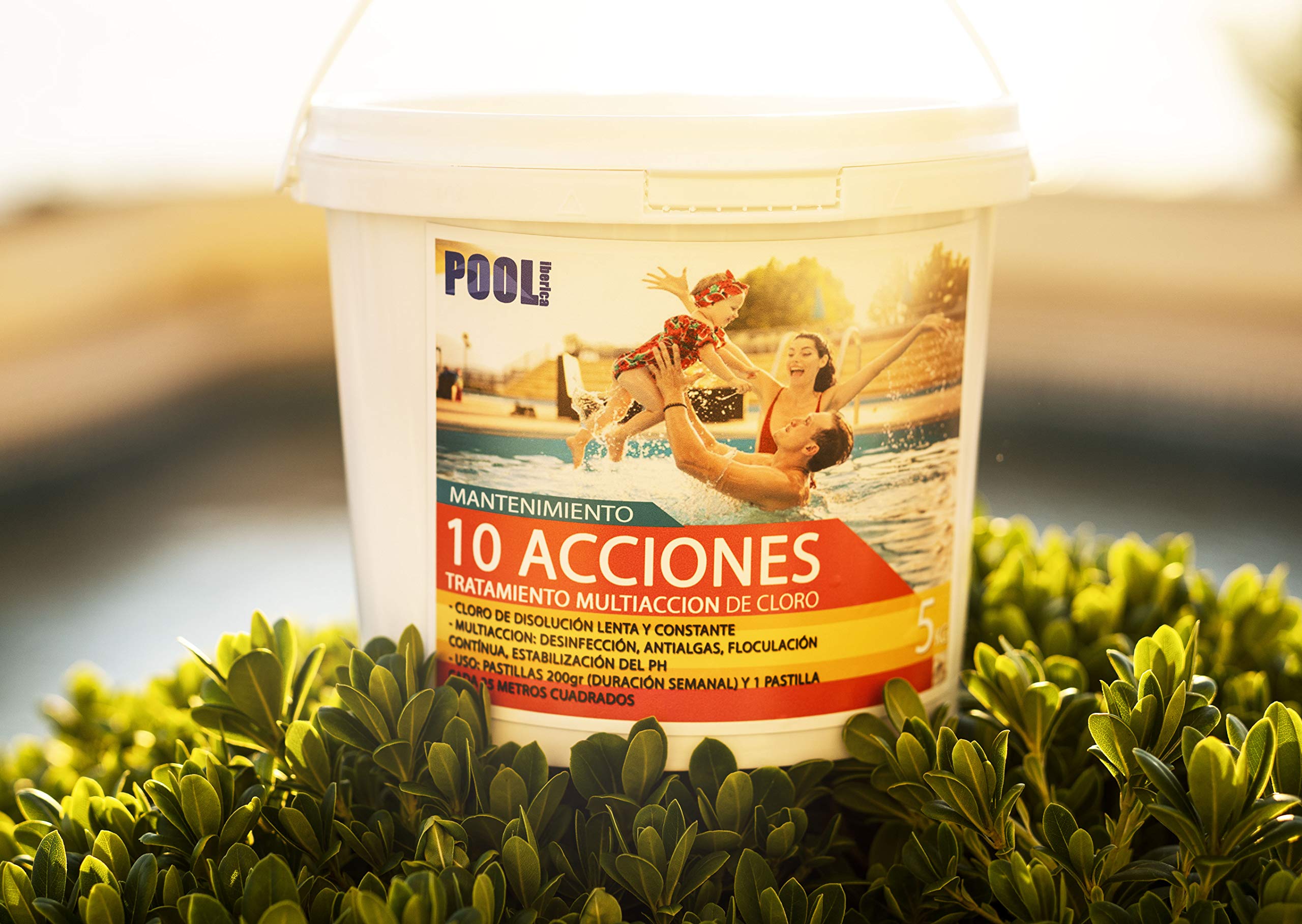 Cloro 10 acciones | Mantenimiento de Piscina | Tratamiento Multiacción | Formato 5 kg | POOLiberica