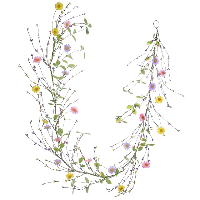 Spring Daisy Garlands - 5FT 60IN Long Multi Color U-Shaped Plastic Polyester Perfect for Spring Summer Easter Decor
