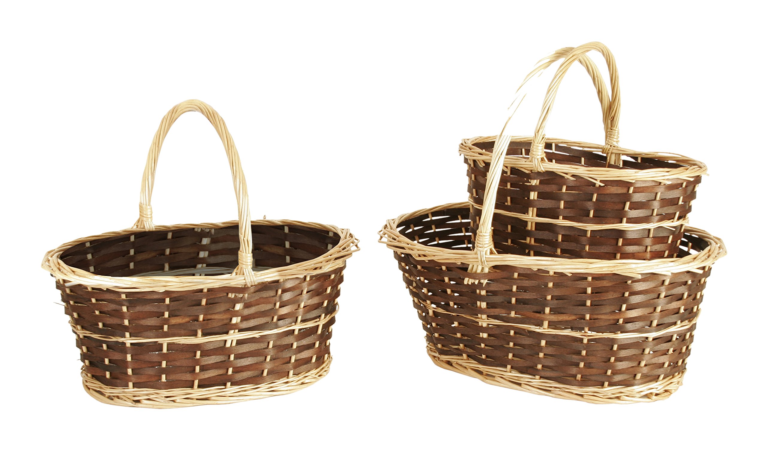 Wald Imports Brown & Beige Willow Decorative Nesting Storage Baskets, Set of 3