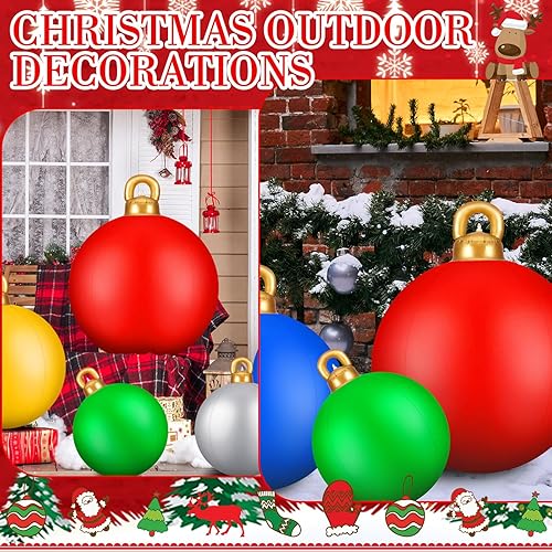 Miniatura 6 de Jetec 5 bolas de Navidad inflables gigantes de 18 pulgadas, 24 pulgadas, 30 pulgadas, de PVC, decoraciones de Navidad al aire libre, adornos