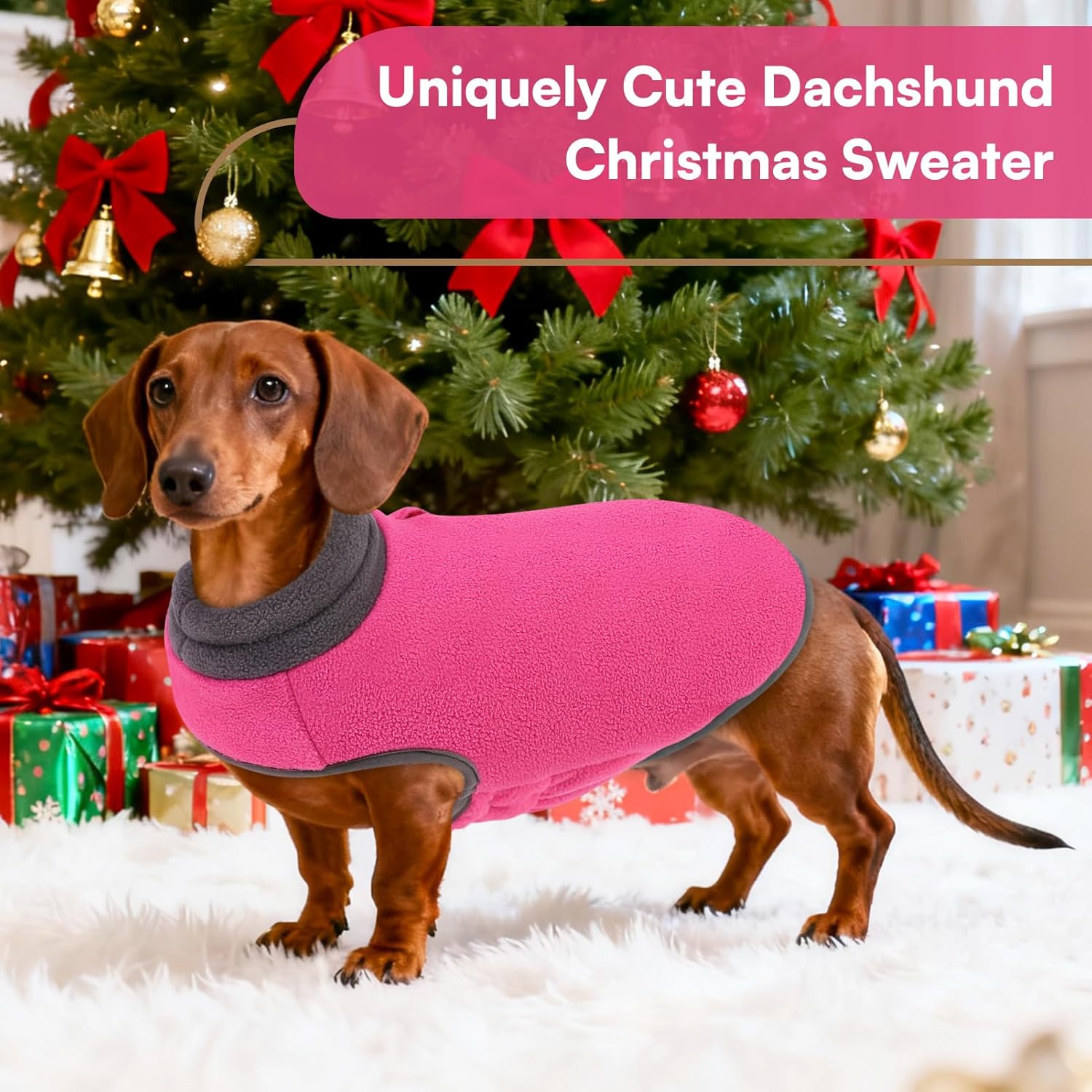 Queenmore Dog Sweater,Soft Fleece Vest Pullover Dogs Jacket with Elastic Stretchable,Warm Winter Dog Coats Cold Weather Doggy Dachshund Sweaters for Small Dogs Cats Boy or Girl (Pink, S) - Image 5