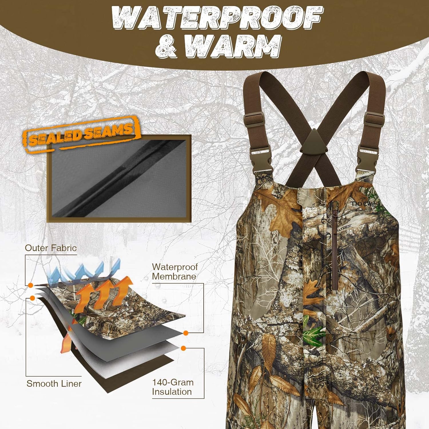 TIDEWE Hunting Bibs Heated with Battery, Waterproof Insulated Bibs for Fishing : Clothing, Shoes & Jewelry