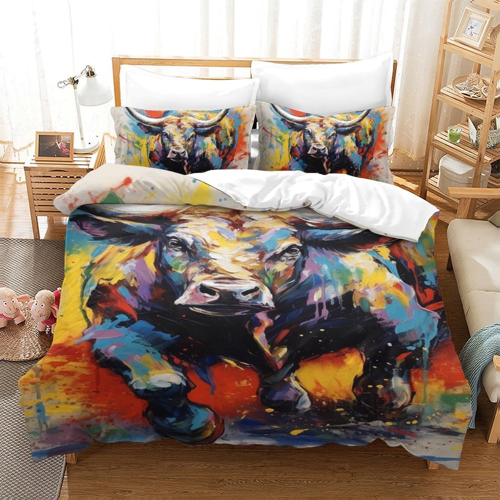 Housse de couette Yak microfibre anti-glissement avec fermeture éclair pour lit 1 place