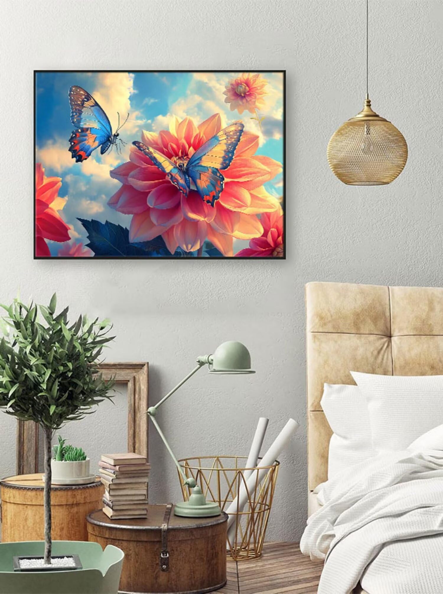 Malarstwo diamentowe kwiaty malarstwo diamentowe pełny zestaw motyli 80 x 110 cm, 5D diamentowe malowanie ścieg krzyżykowy zestaw do haftu krzyżykowego, zestawy do malowania diamentami, dekoracje