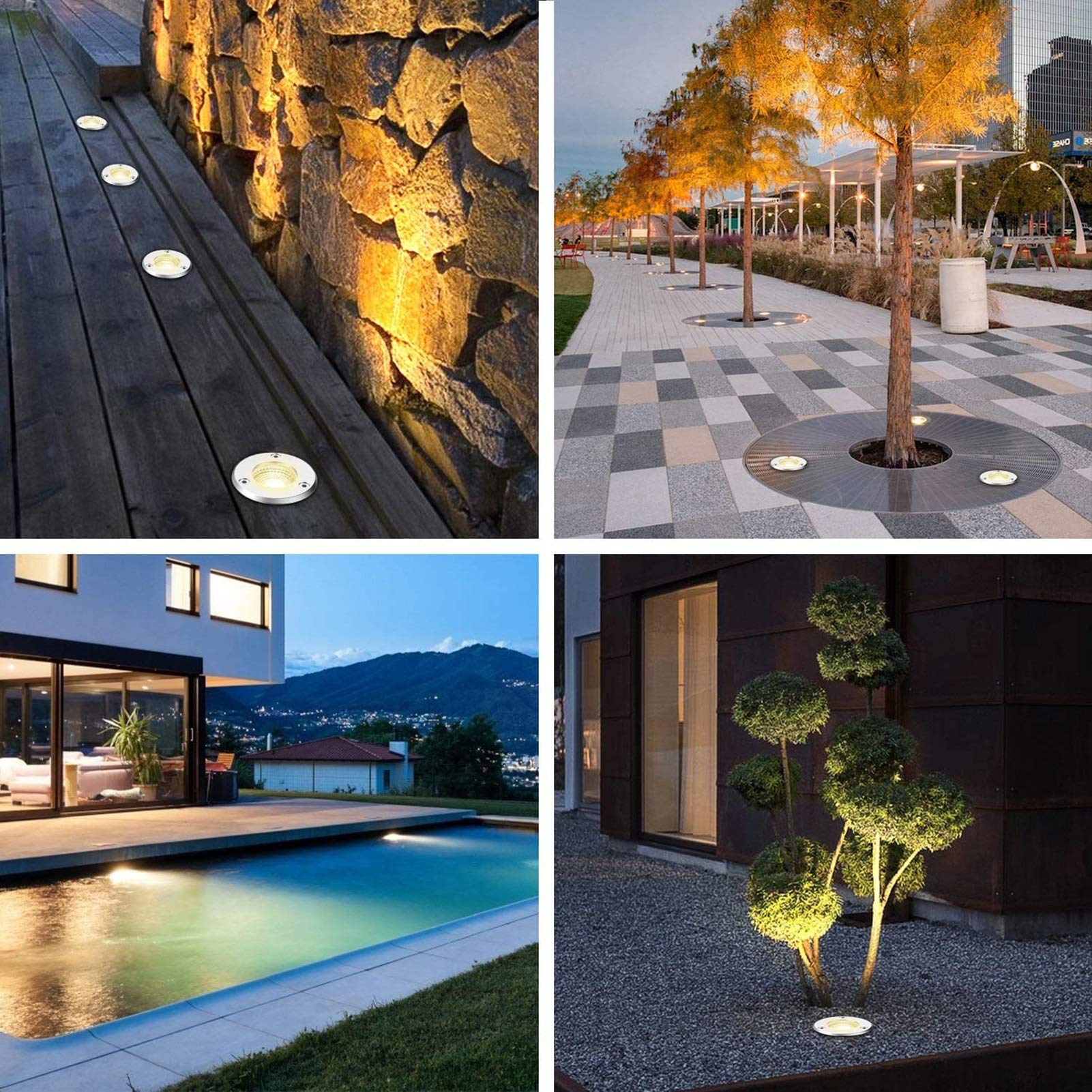 LED Bodeneinbaustrahler für Außen 7W Warmweiß 12V 24V MINI Niederspannungs-Landschaftslichter für Auffahrt, Deck, Stufe, Gartenbeleuchtung(Kaltes Weiß,12V)