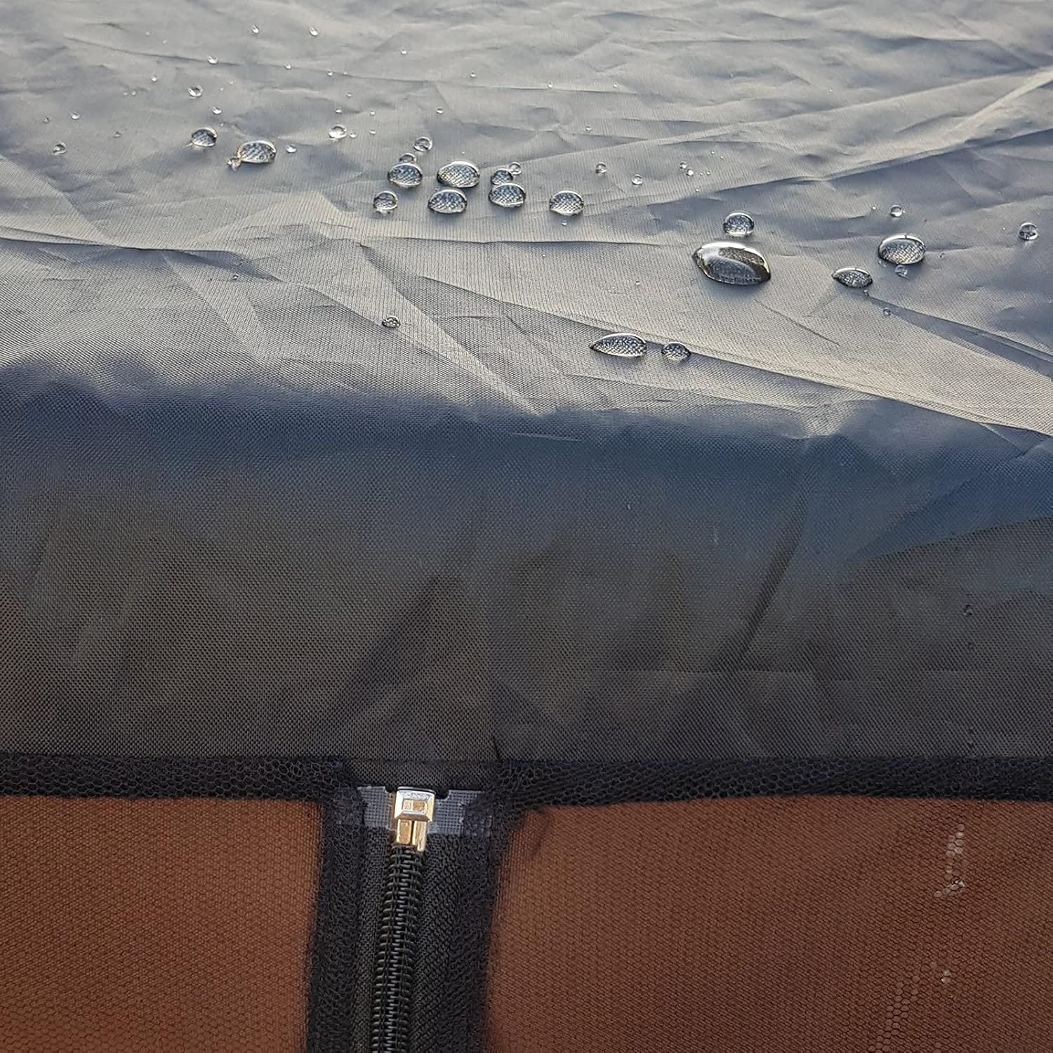 4 x 6 x 6.5 ft Outdoor Swing Chair Mosquito Net, Polyester Mesh Screen with Zipper Opening and Roof Waterproof Top Cloth, Patio Mesh Mosquito Netting