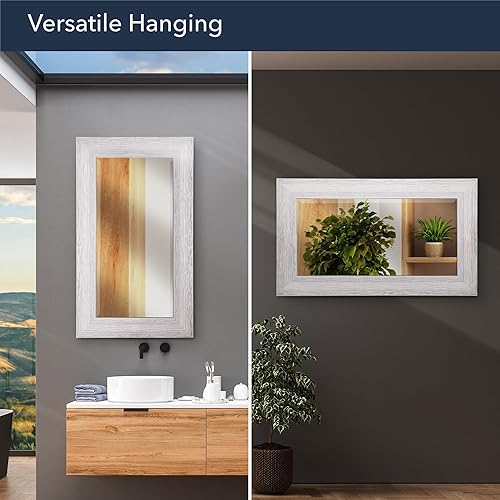 Miniatura 10 de Head West Espejo de tocador con marco biselado y texturizado cromado, espejos decorativos decorativos para decoración de pared, espejos