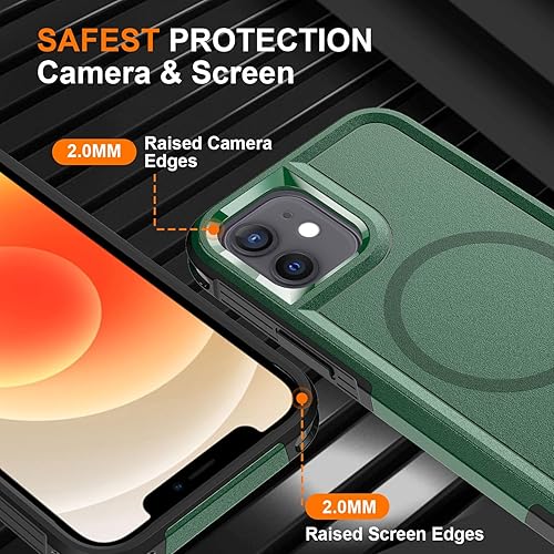 Miniatura 6 de Ezanmull Funda para iPhone 1212 Pro, compatible con MagSafe, a prueba de golpes, a prueba de caídas, con 2 protectores de pantalla de vidrio