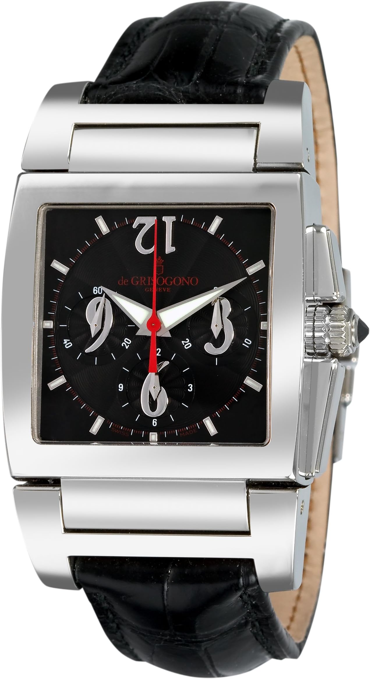 De Grisogono Men's Chrono N01 Black Leather Strap Watch