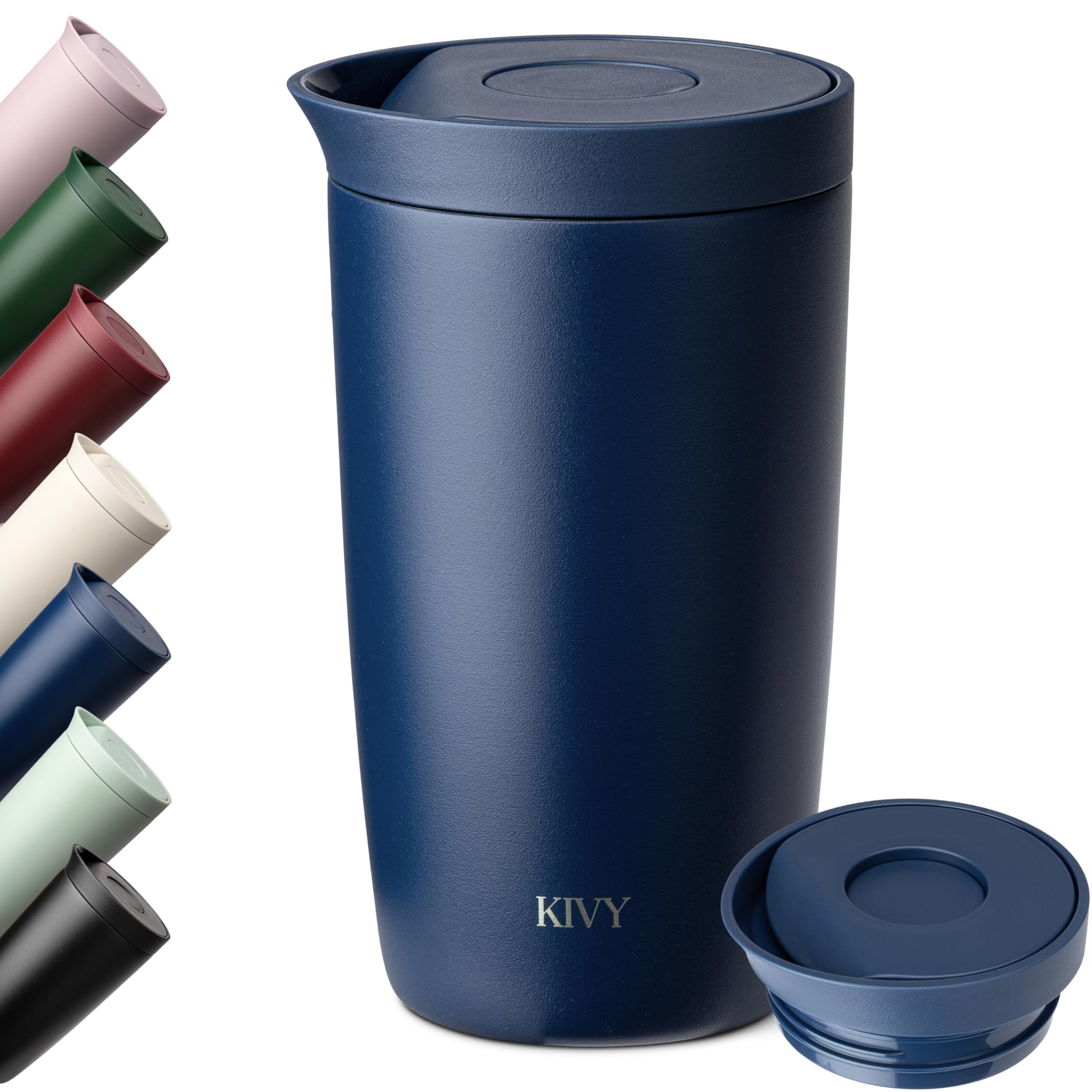 KIVY Thermobecher 350ml [6h heiß & 24h kalt] Isolierter Edelstahl Thermo Kaffee & Tee Becher Spülmaschinenfest & Auslaufsicher - Travel Mug - Coffee Cup - Trinkbecher Heiß - & Kaltgetränke