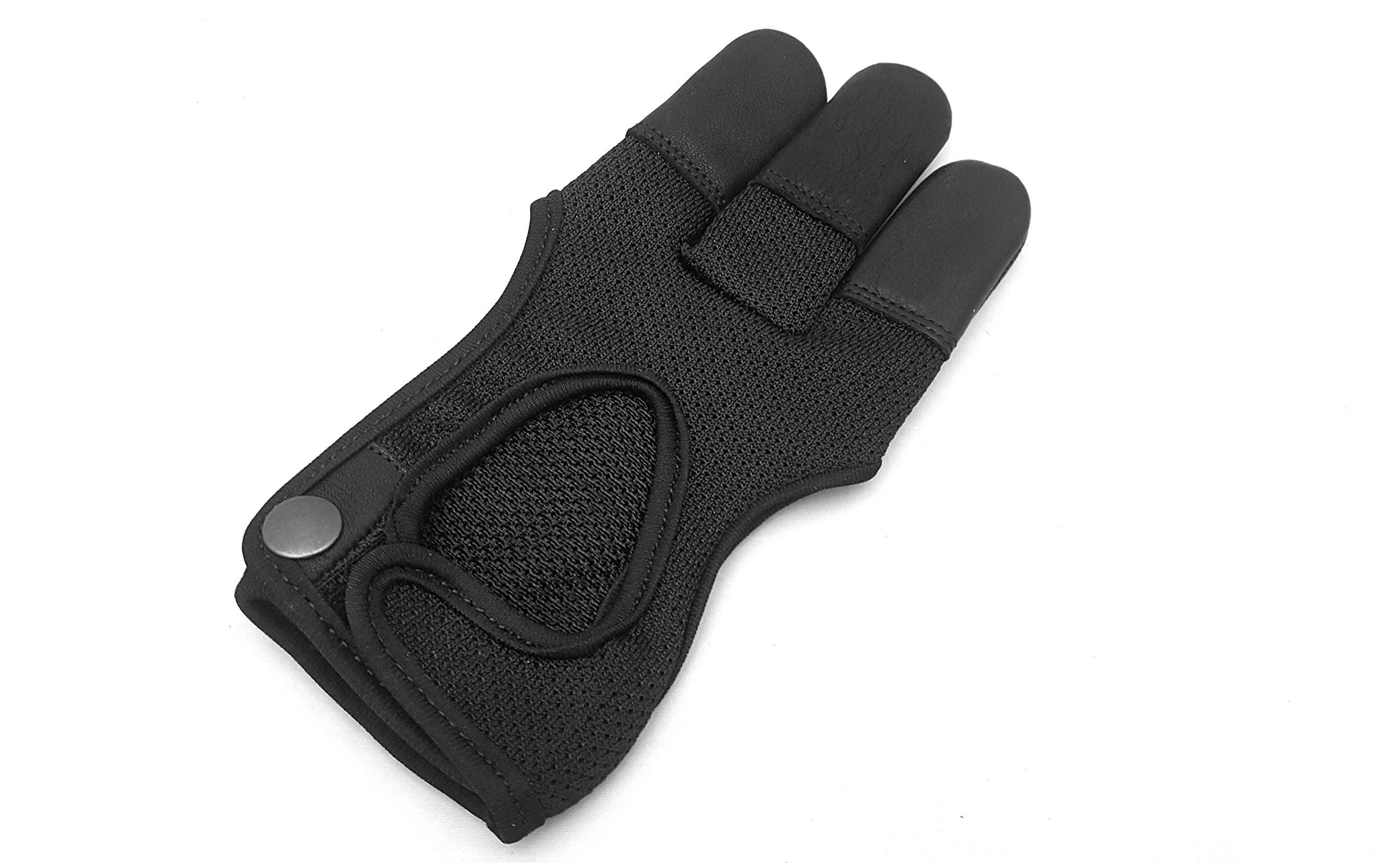 COITEK Gant de tir à l'arc taille S M L XL noir avec plumes et