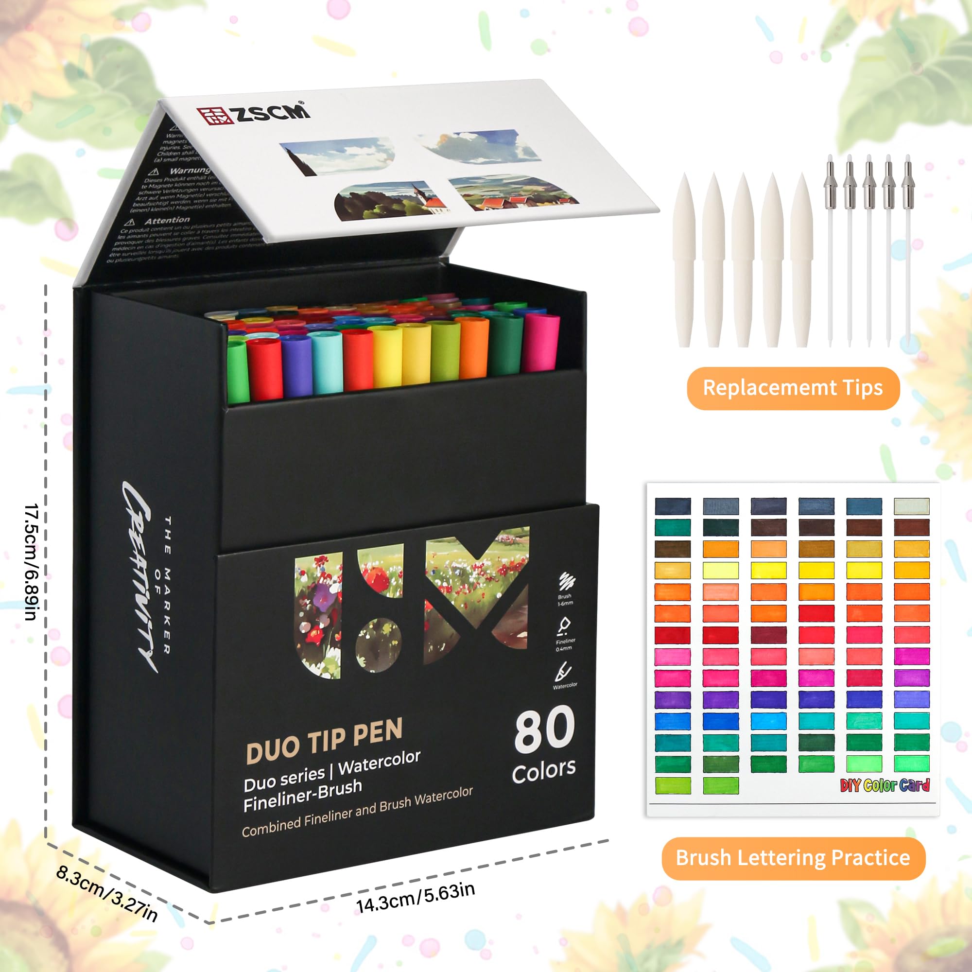 ZSCM - 80 pennarelli colorati per libri da colorare per adulti, senza sanguinamento, penne a doppia punta, pennarelli da colorare a punta fine e a pennello, per calligrafia per adulti, illustrazione
