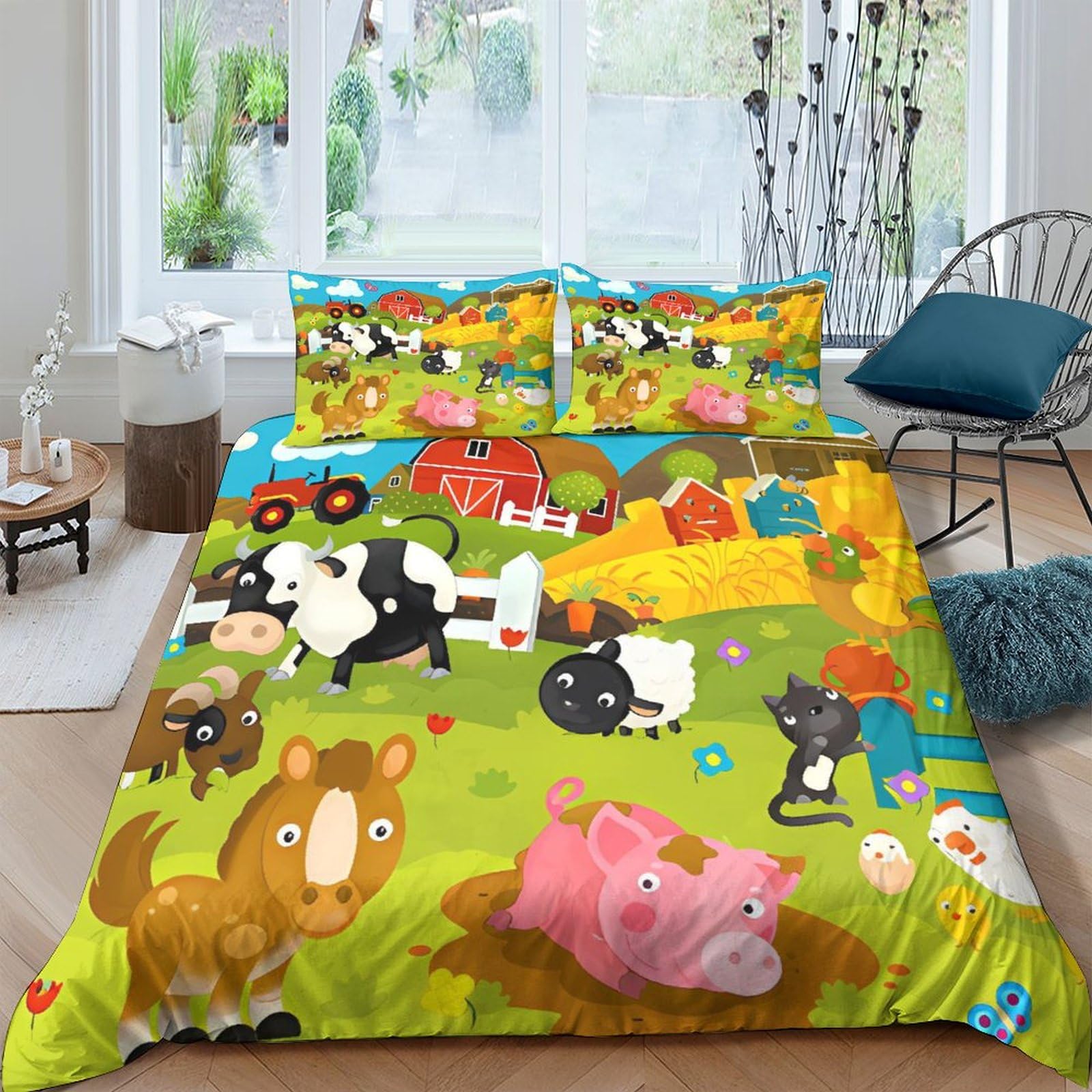 Housse de couette chèvre et vache 3D de qualité supérieure en microfibre zippée 200x200