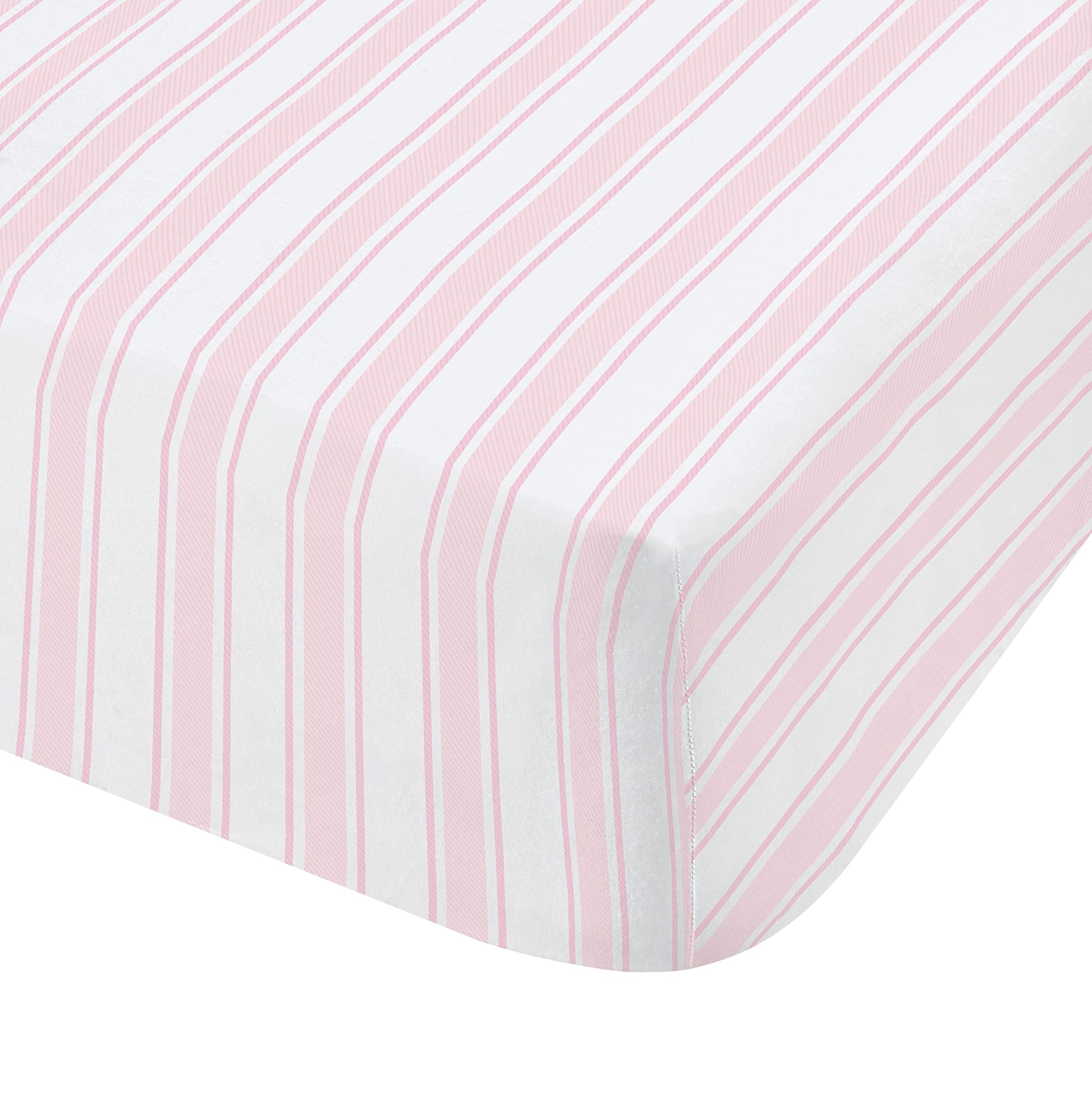 Bianca Fine Linens Bedroom Check And Stripe Double Fitted Sheet 25cm Depth Pink