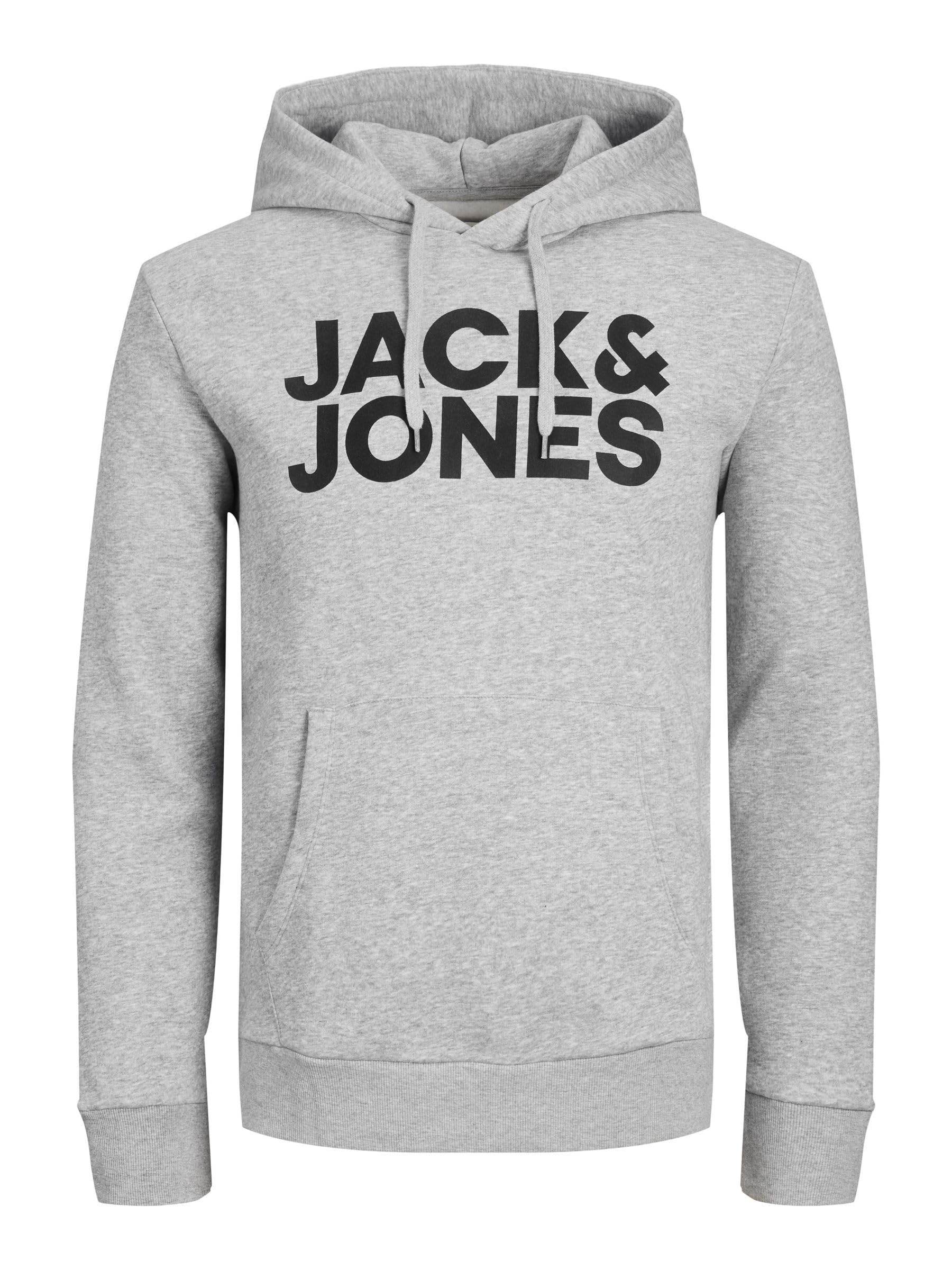 JACK & JONES Hoodie Herren Regular Fit JJEADRIAN Kapuzenpullover Pullover Sweater Print Schwarz Grau Grün Braun Beige Blau S M L XL XXL 3XL 4XL 5XL 6XL 7XL 8XL