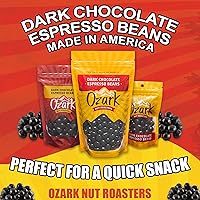 Vista 4 de OZARK NUT ROASTERS, Granos de café expreso de chocolate oscuro, aperitivos con sabor a café, granos de café de chocolate negro gourmet de clase