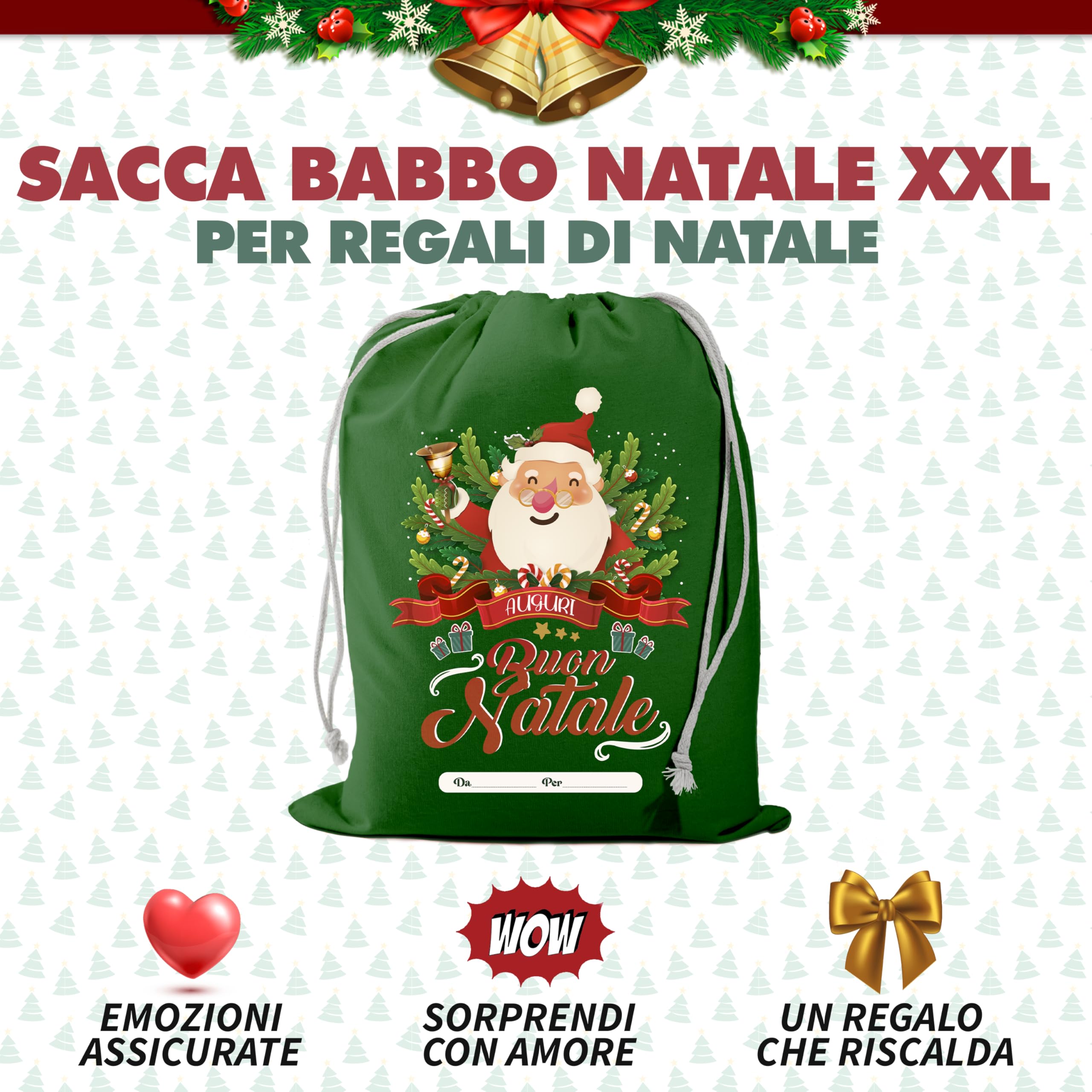 Großer Weihnachtsmannsack aus Jute XXL – Maxi-Tasche 70 x 50 cm mit Kordel für Weihnachtsgeschenke – originelle Geschenktaschen – originelle Weihnachtstüte