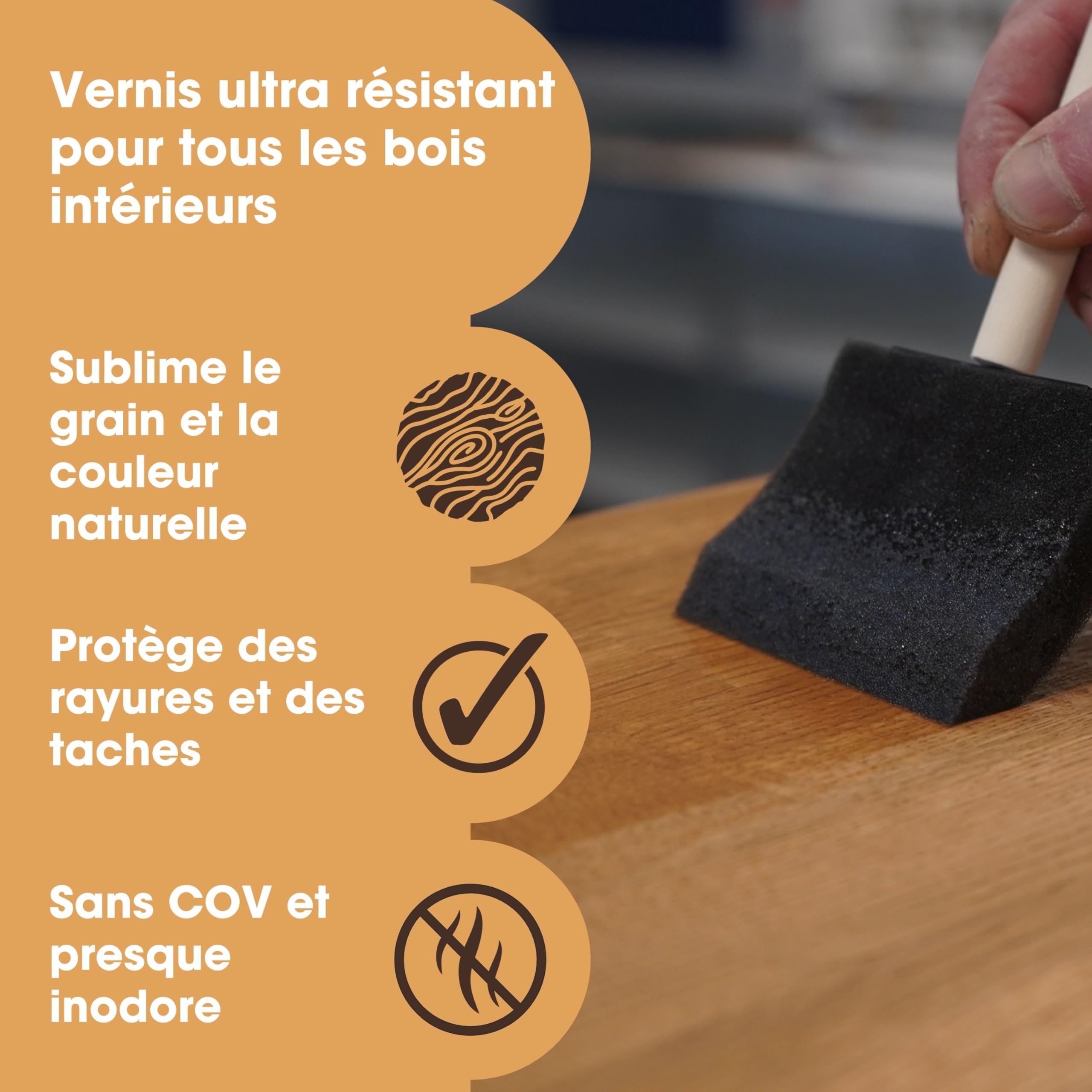 Vernis Bois Intérieur Ultra Résistant 250ml Satiné - Vernis à Séchage Rapide en Phase Aqueuse pour Meubles Bois Dur et Tendre