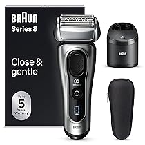 Braun Series 8, Rasoio Elettrico Barba, Regolabarba Uomo, Rifinitore Di Precisione, Custodia Viaggio, Stazione SmartCare, Batteria Litio Ion, 100% Impermeabile, Idea Regalo, 8567cc Argento