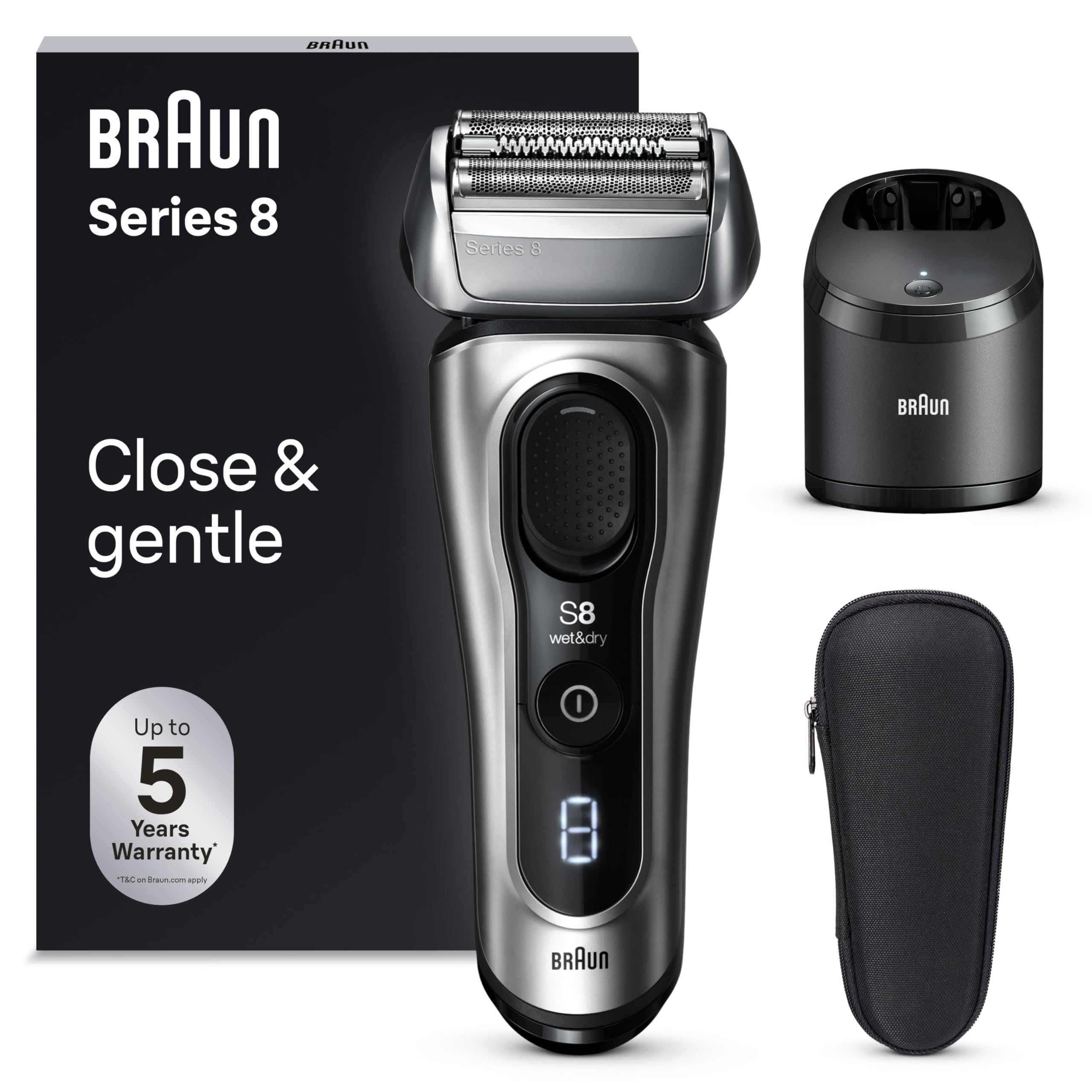 Braun Series 8 8567cc Rasoio Trimmer Nero, Argento