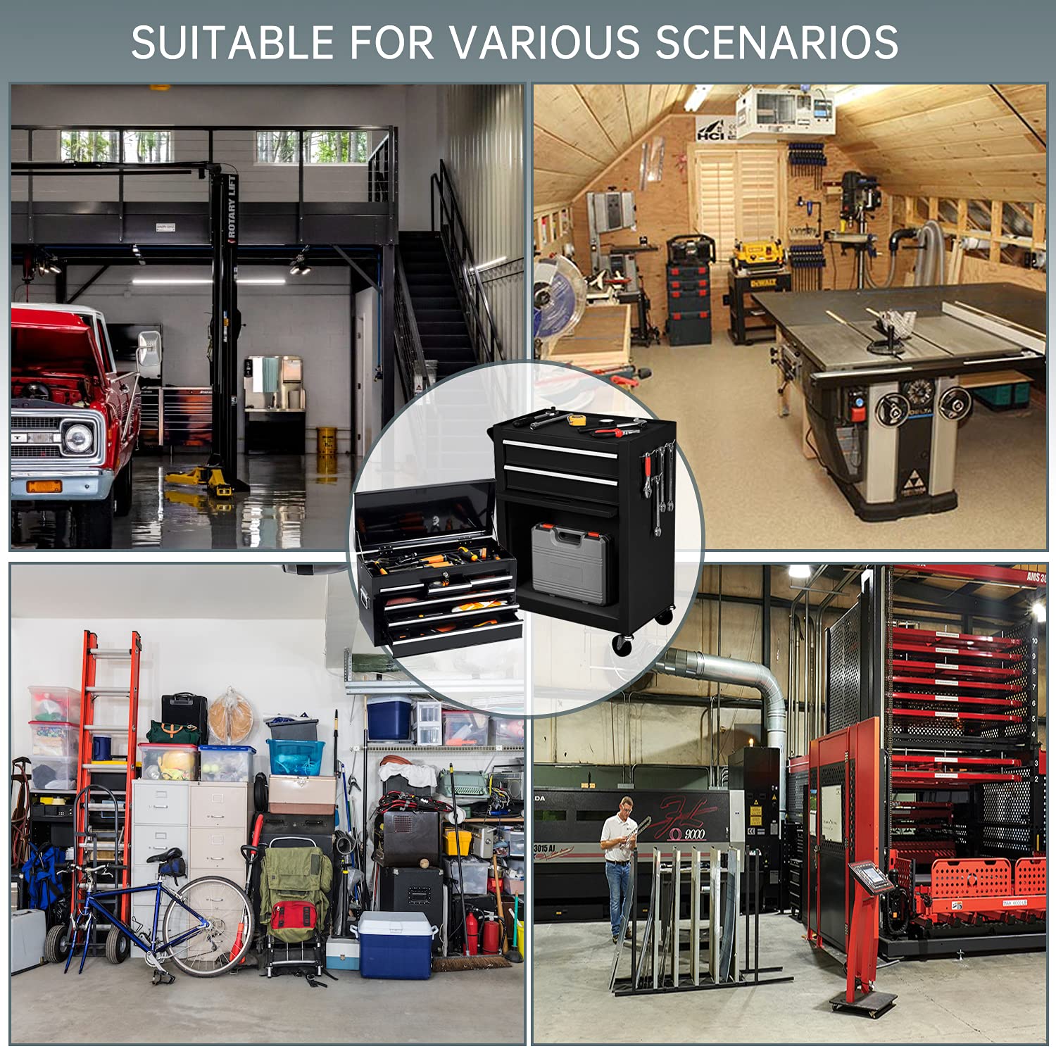 8Drawer Rolling Tool Chest, High Capacity Tool box with Locks