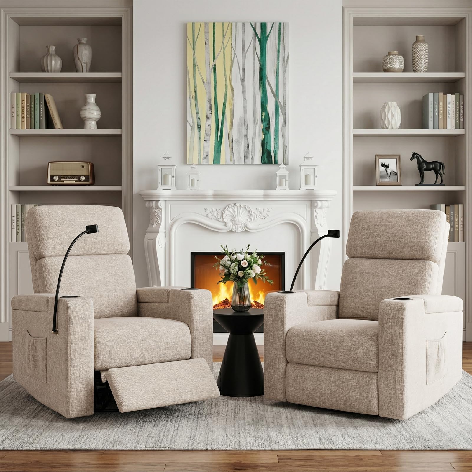 ABCASA Power Recliner Rocking Chair Nursery, Swivel Glider Set of 2, Brown