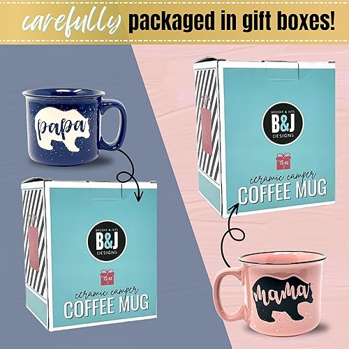 Vista 11 de Mama Bear & Papa Bear 15 oz Coffee Mug Set - Cute Coffee Cup Gift Set for Men and Women - Unique Fun Gifts for Couples, Parents, Grandparents for