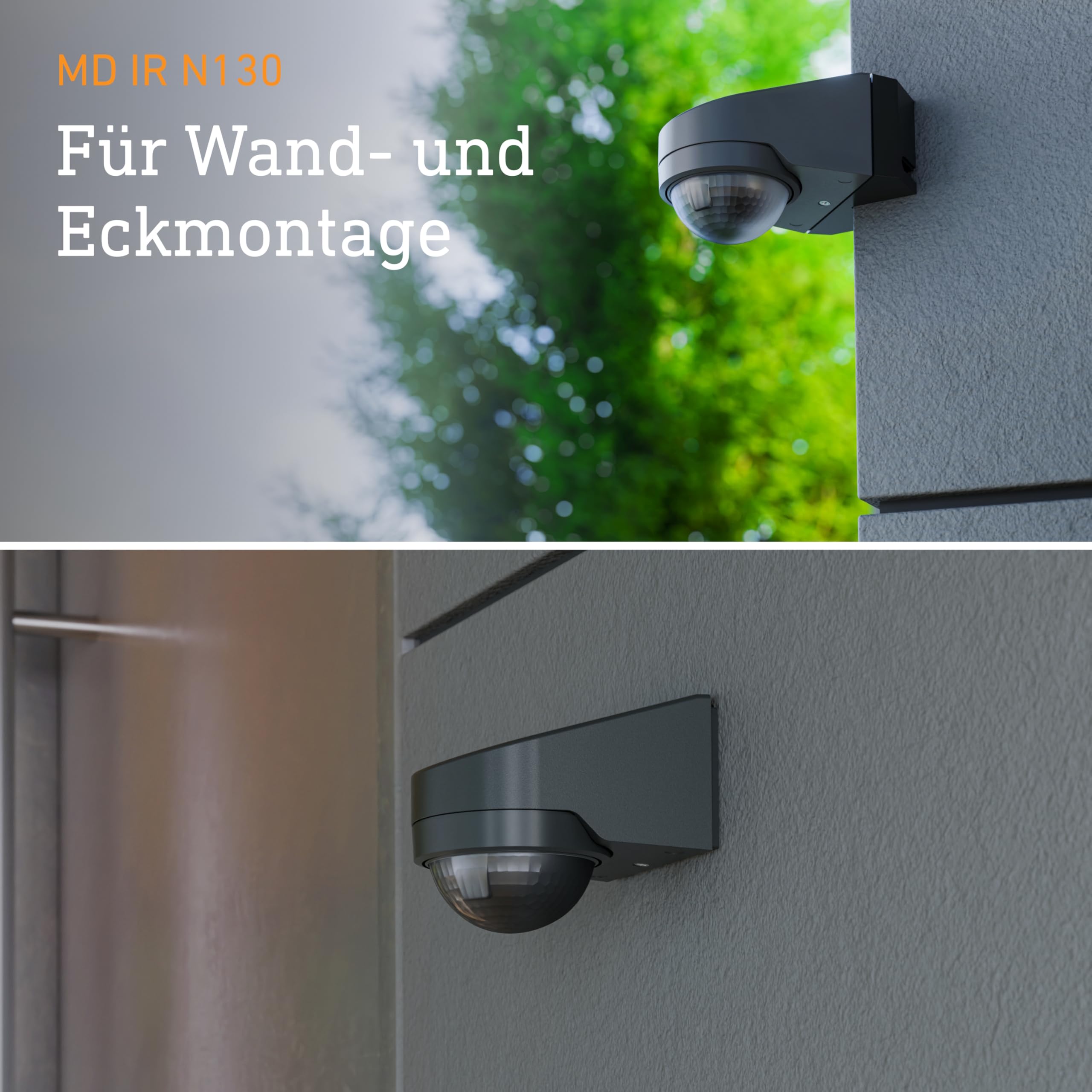 Steinel MD IR N130 Antracita - Detector de Movimiento por Infrarrojos Inteligente con un ángulo de detección de 130° | Tecnología Eagle Eye patentada | Bluetooth Mesh y Control Mediante aplicación