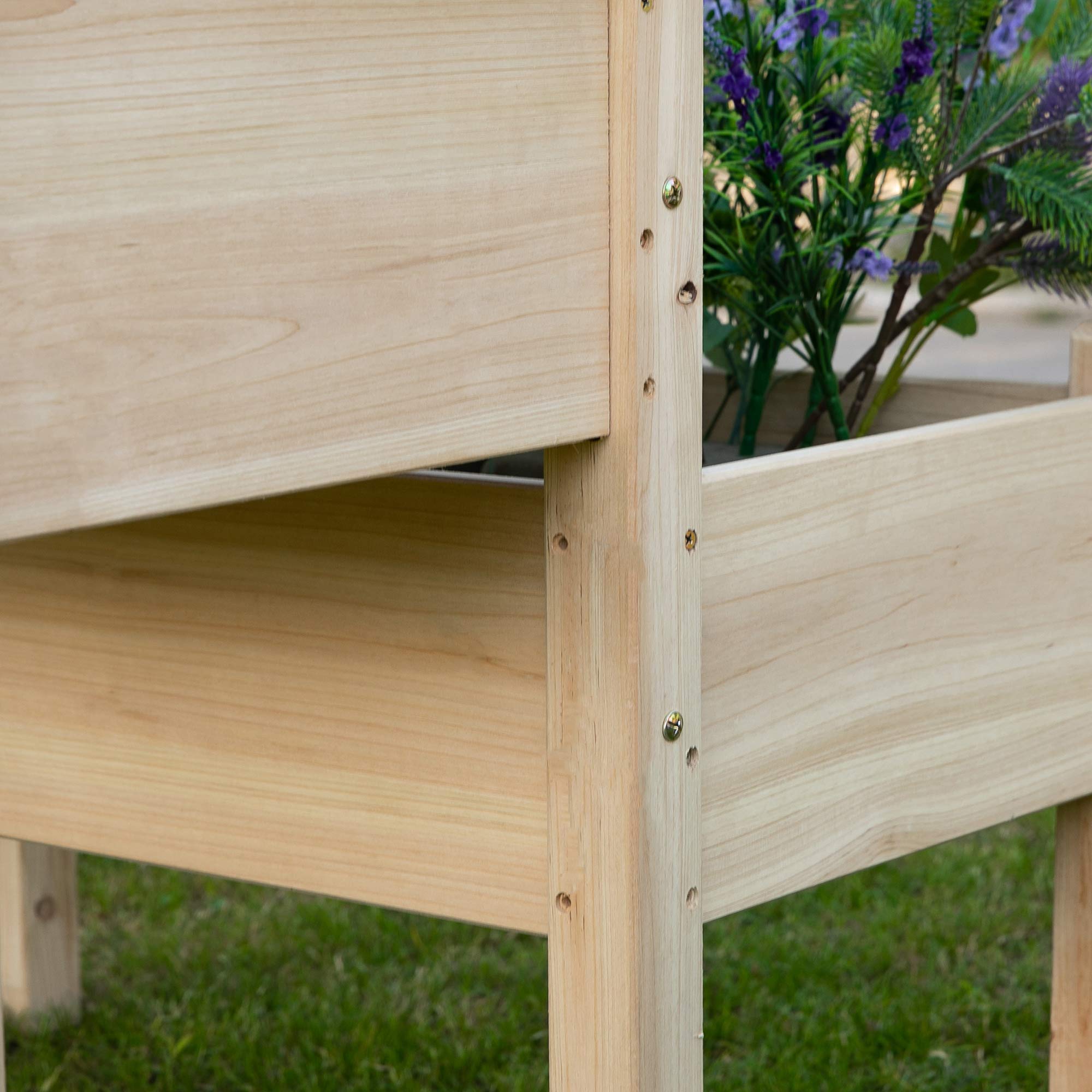 Outsunny Mesa de Cultivo Huerto Urbano Elevado de Madera de 2 Niveles Mesa de Jardinera para Cultivo Plantas Flores Verduras 86x85x72 cm Madera Natural