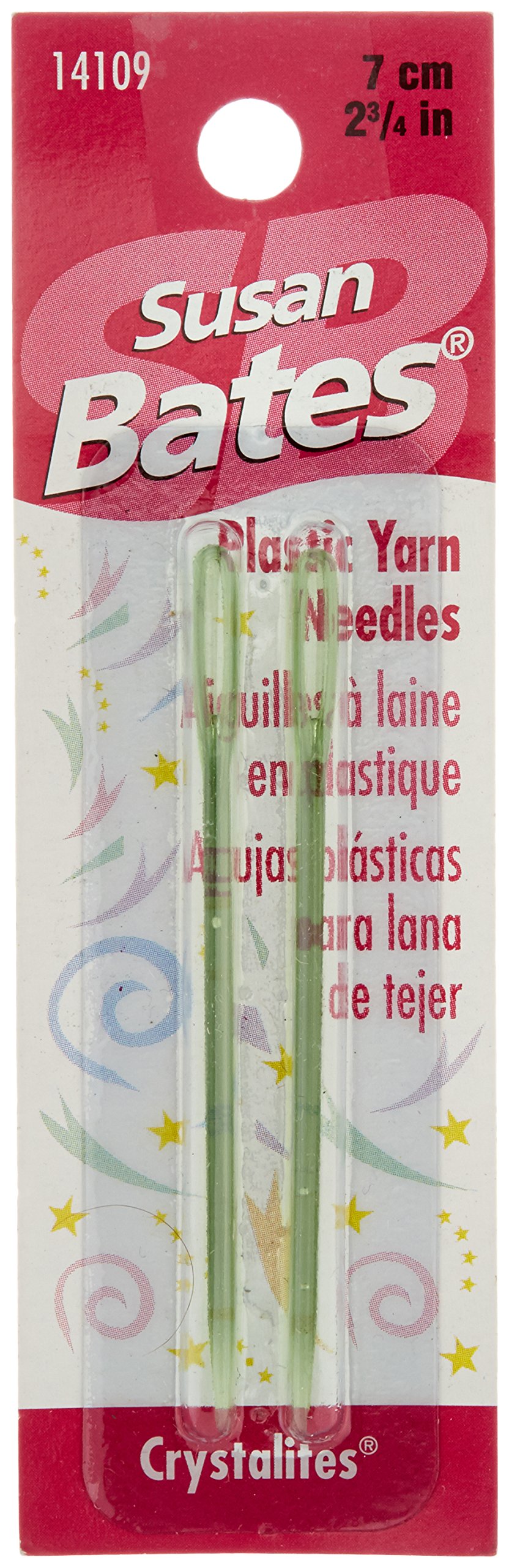 Susan Bates Crystallites Plastic Yarn Needle, 2-3/4-Inch, 2 Per Package - colors may vary