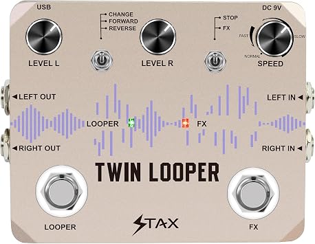 Stax Twin Looper Electric Guitar Pedal Loop Station 11 Types of Play for Electric Guitar Bass with 10 Minutes of Recording Time