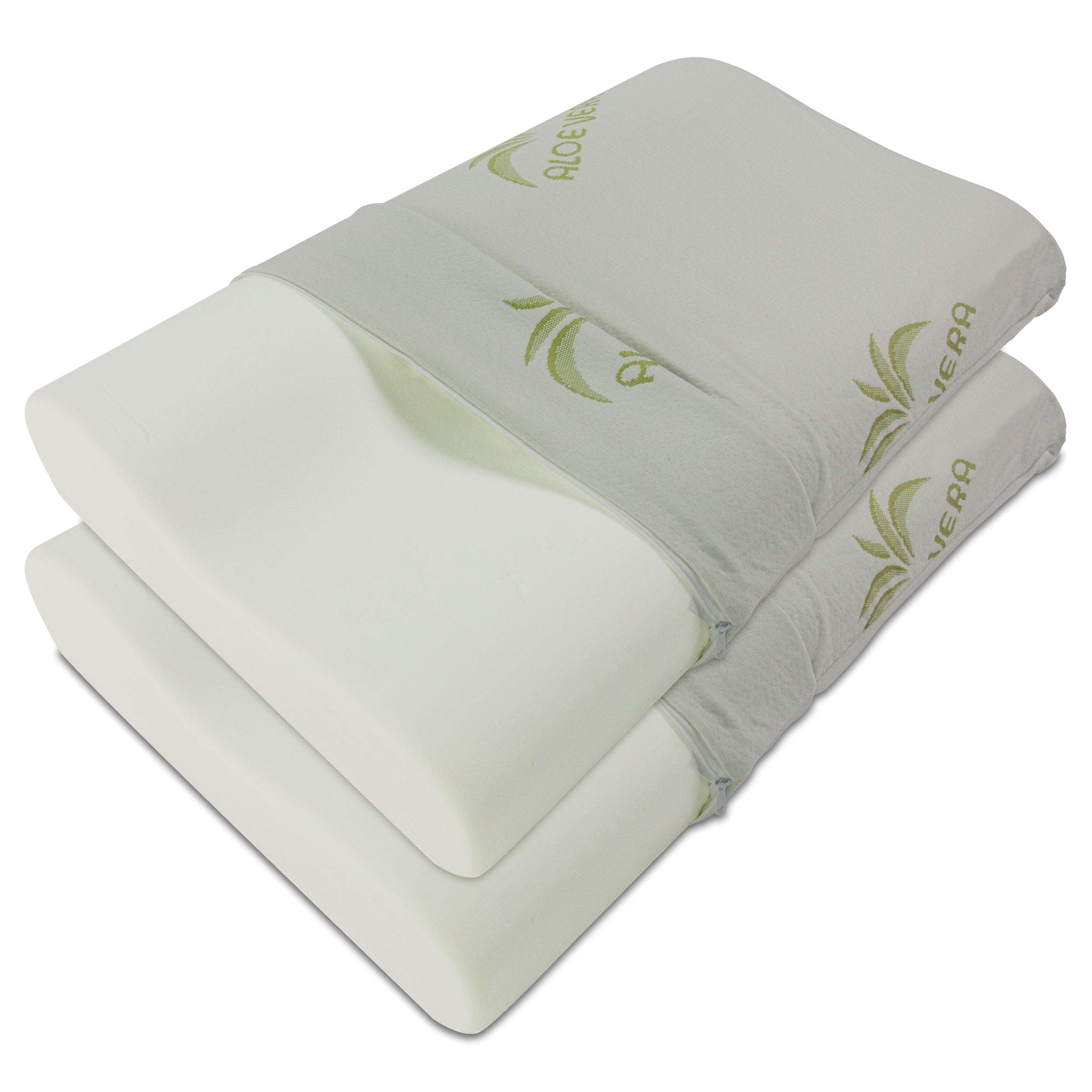Baldiflex Emporio Coppia Cuscini in Memory Foam Orto Maxi - Modello Ortocervicale - Fodera in Aloe Vera
