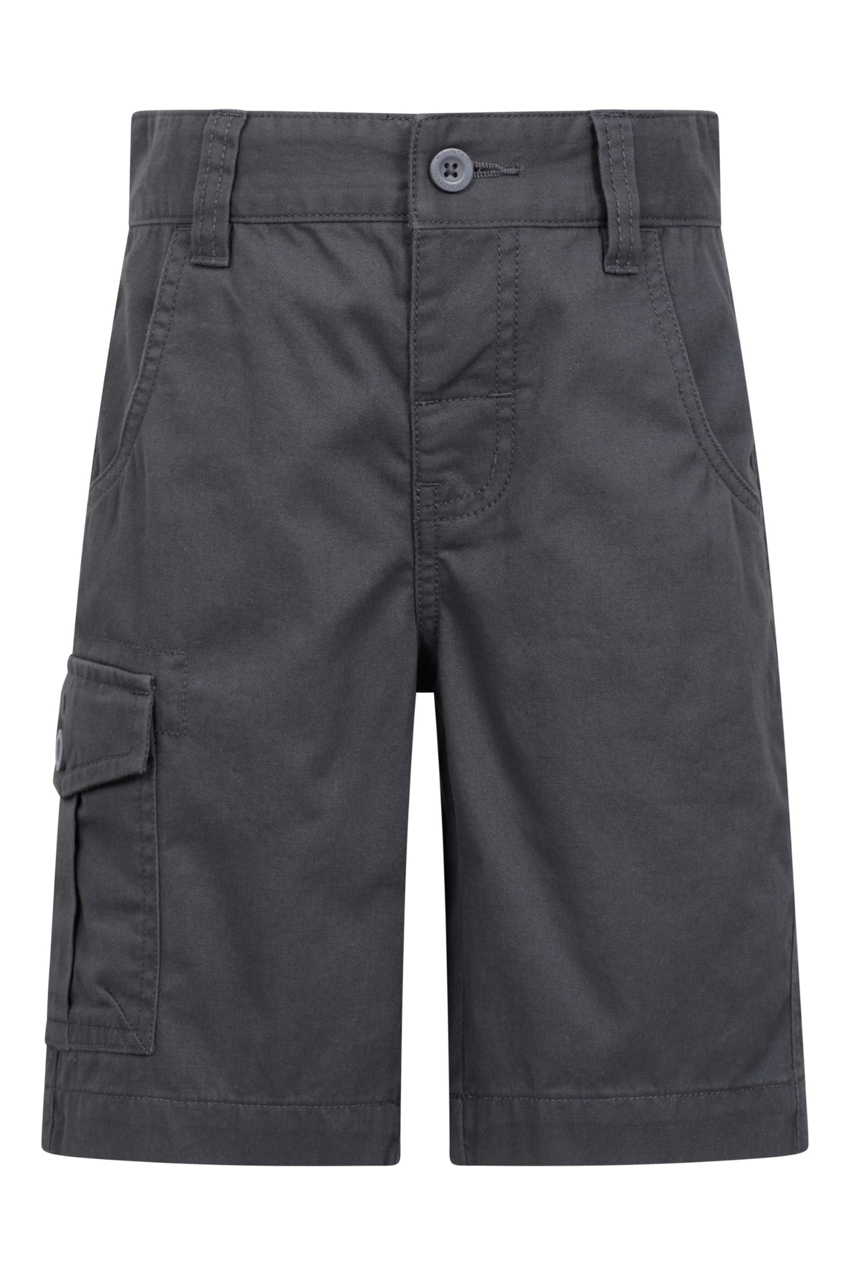 Mountain Warehouse Cargo Kids Shorts - 100% Cotton Pants, Adjustable Waistband, Soft Childrens Shorts, Pockets, Easy Care - Spring Summer, Camping, Travelling Charcoal Kids Size 3-4 Years