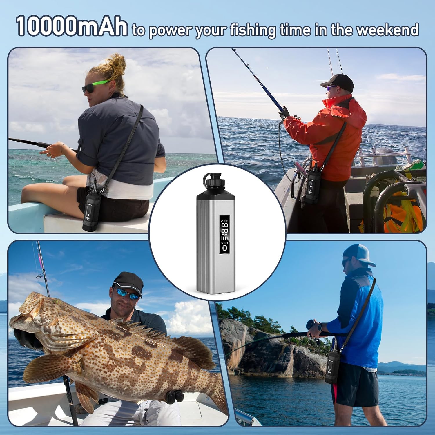 Electric Reel Battery 14.8V/5Ah/10Ah Portable High-Performance Battery for Electric Fishing Reels,High-Density Lithium Battery,Built-in Chip Multi-Protection System,High-Strength Aluminum Alloy Casing